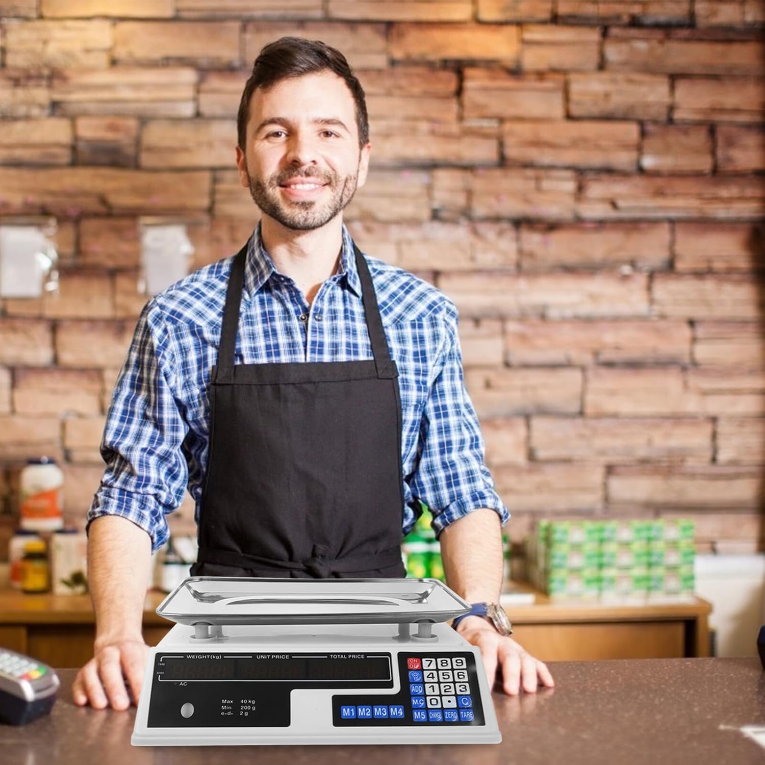 Electronic Pricing Scale 40kg Food and Meat Scale with LED Display for Shop and Home Plug with Red Backlight