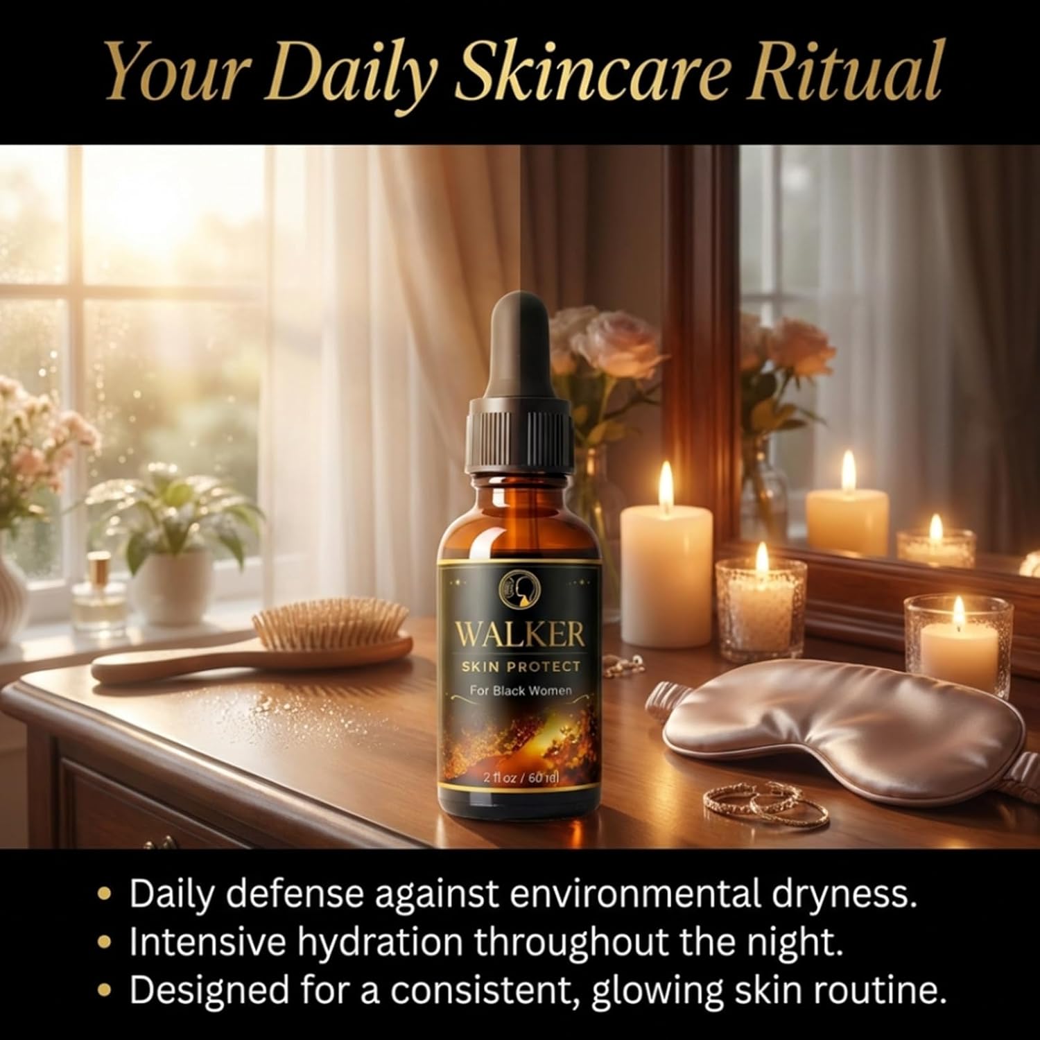 Walker Skin Protect Serum, Walker Skin Protect For Black Women,Looking & Radiant Skin,Smoothing & Conditioning Facial Serum for All Skin Tones (2 fl oz / 60ml)