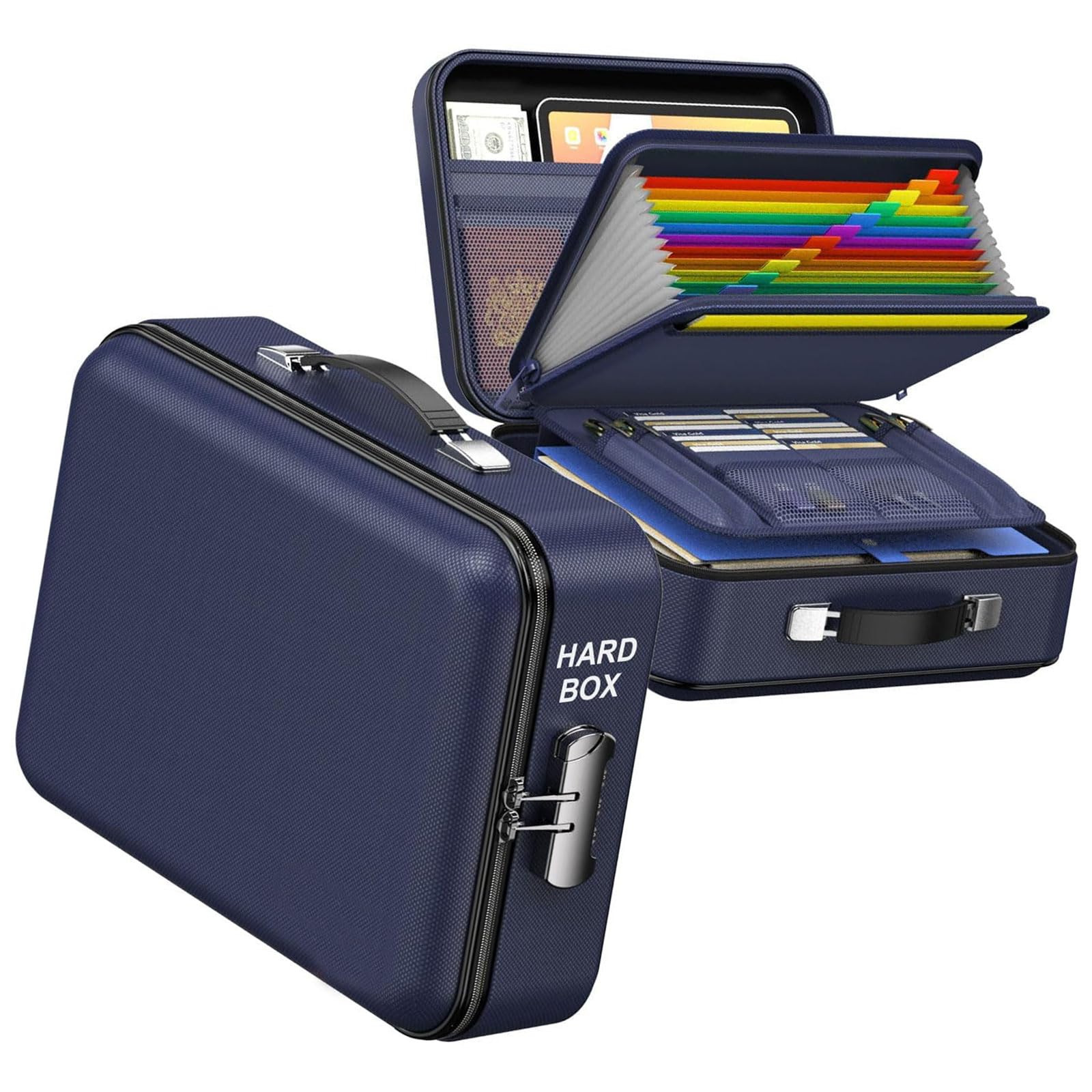 GTYLF Ergonomic Fireproof Document Box, Storage with Multiple Compartments for and Home Records Multi-Compartment Fireproof Box Storage with Ergonomic Handle for Documents and Important Files