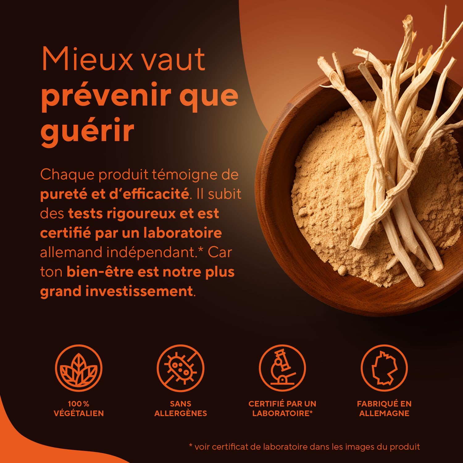 KSM-66 | Ashwagandha bio | Principe actif breveté – 210 gélules, rendement supérieur à la moyenne – 600 mg, au moins 5% de withanolides – Ayurveda – Sans lactose ni gluten – TRUE NATURE