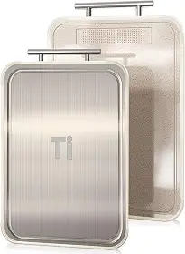 Tábua de Corte de Titânio para Cozinha, Dupla Face para Carnes, Frutas e Vegetais, Canaletas Antirrespingo, Material de Titânio Puro e PP, Fácil de Limpar, Lavável em Lava-louças, 39 x 25 cm