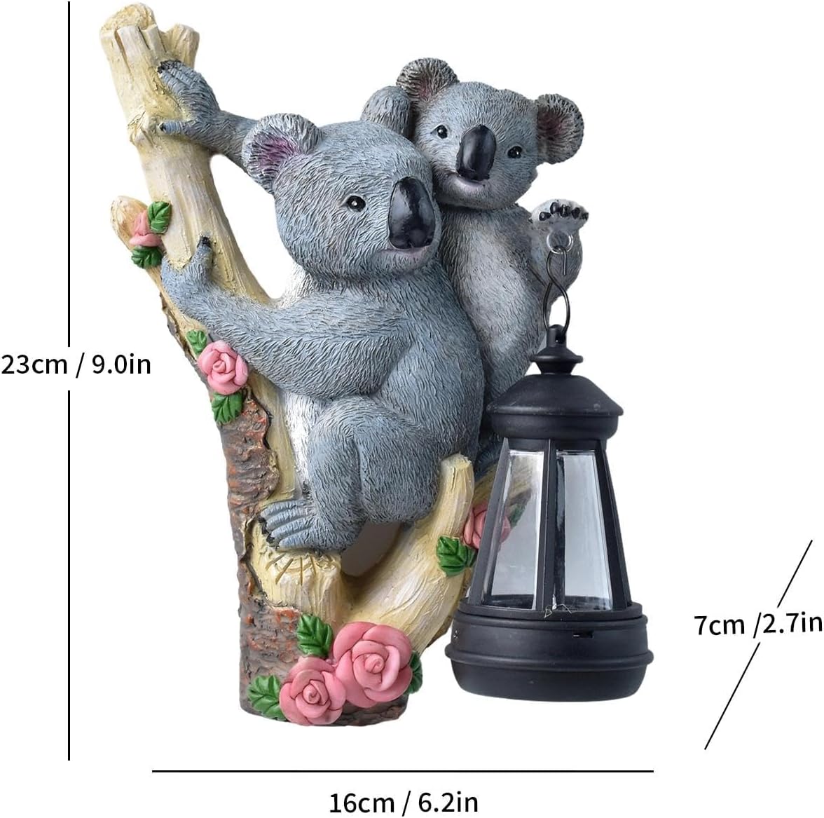 Solar Koala Garden Statue Outdoor Decor Cute Animal Figurines with Light for Patio Porch Decorations Yard Fence Tree Sculptures Statues Unique Women Homes