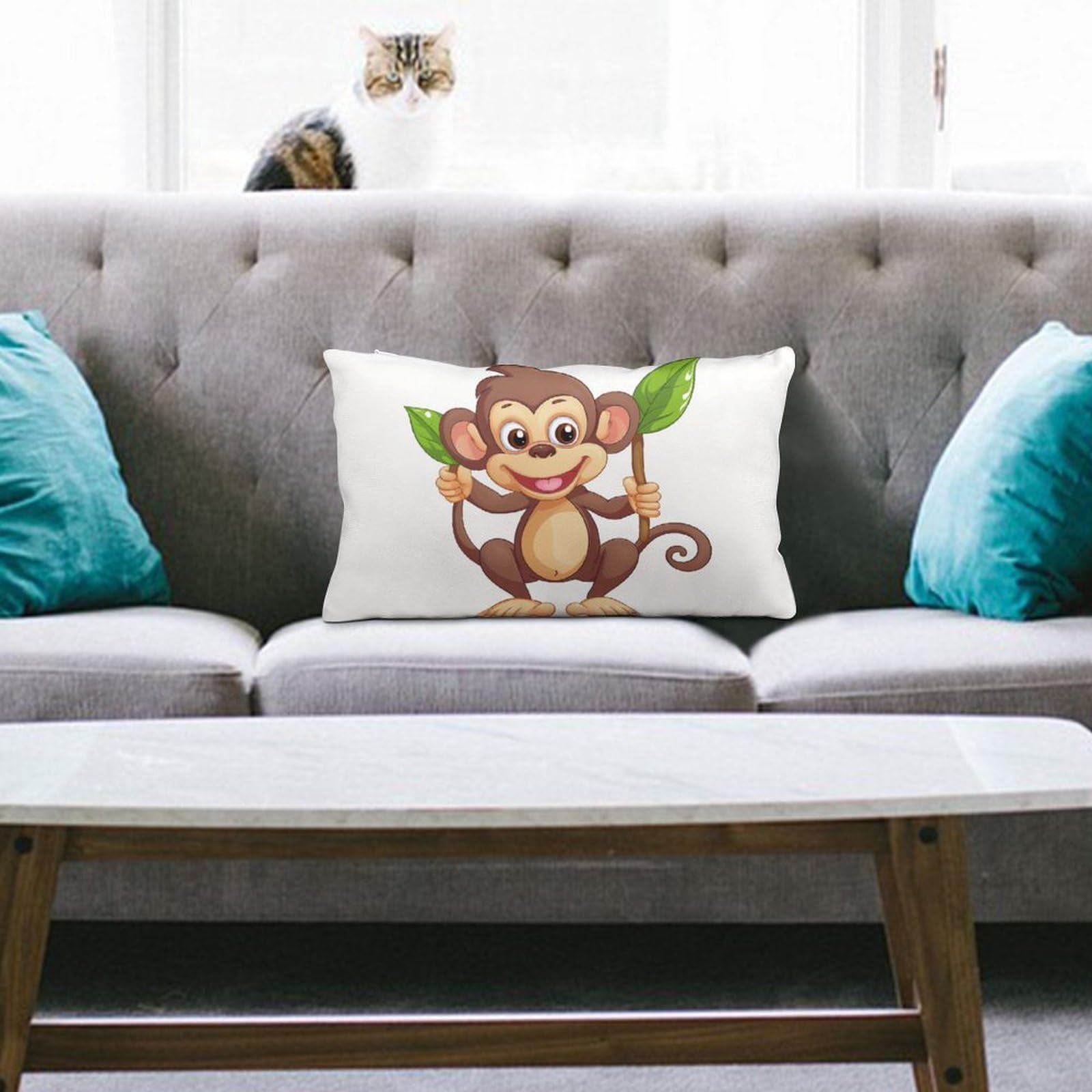 NTVOWPZO Decoration Throw Pillow Covers 8"x12" Pillowcases Covers Cartoon Monkey Soft Pillowcases Modern Farmhouse Home Decor Sofa Cushions Covers for Couch Bed Living Room