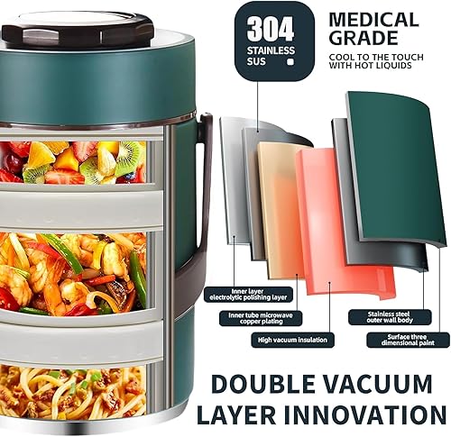 Miniatura 5 de 67 oz Termo de Acero Inoxidable con Aislamiento al Vacío de Boca Ancha para Sopa y Alimentos Calientes para Adultos con Contenedor Térmico Portátil