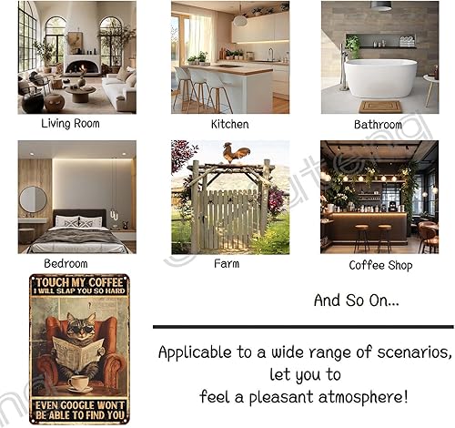 Miniatura 6 de Cartel de arte divertido de gato Touch My Coffee, decoración de barra de café, regalo para oficina, hogar, aula, baño, decoración de 8 x 12