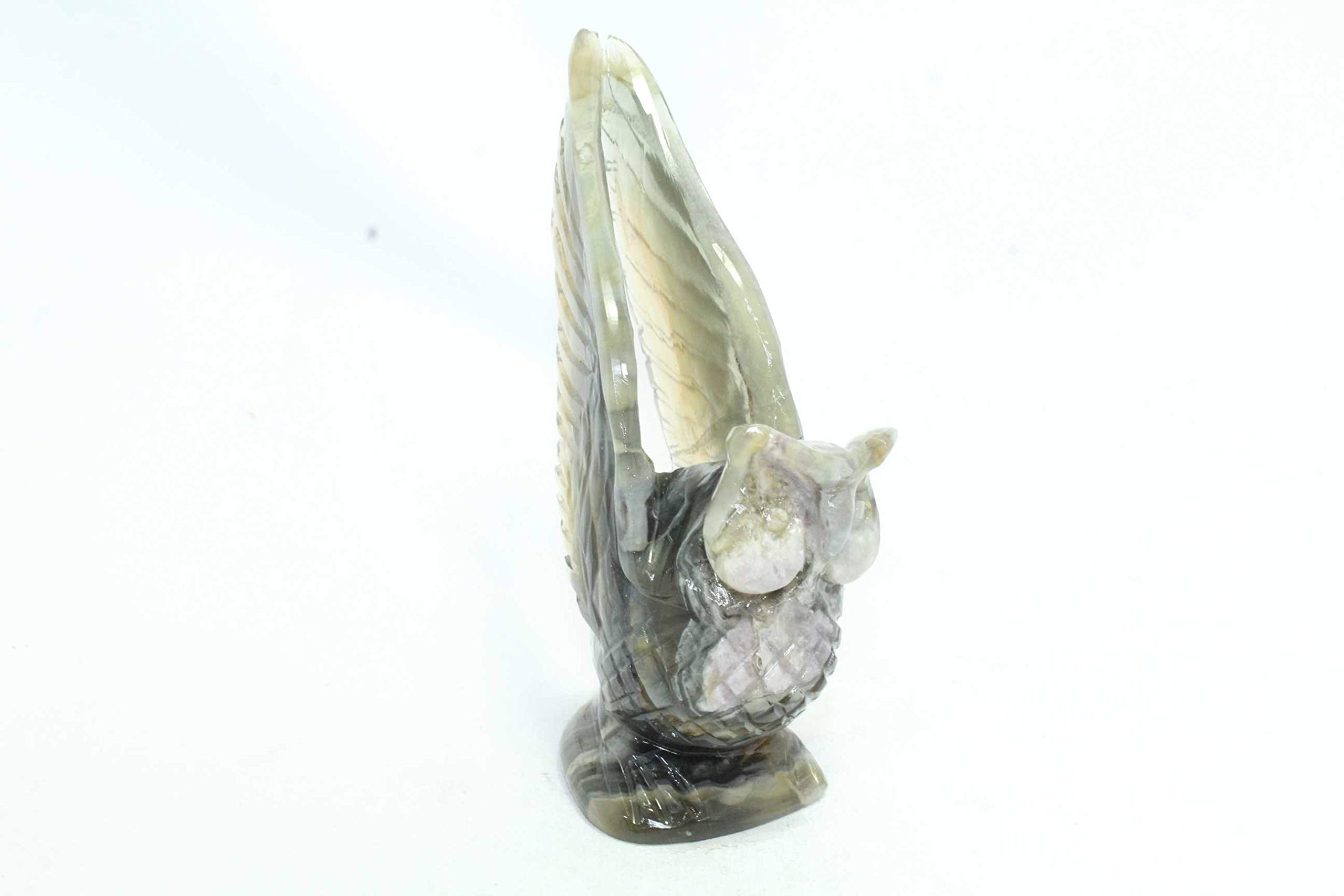 Fluorite naturelle de qualité Rajasthan Gems sculptée en chouette