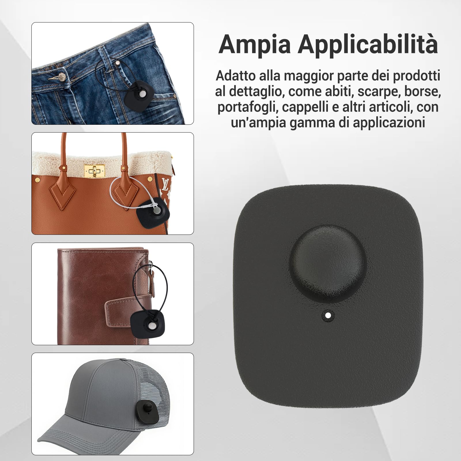 100 etichette antifurto di sicurezza, etichette rigide per negozio con cavo da 150 mm, compatibili RF 8,2 MHz per abbigliamento, scarpe e borse (1,6 × 1,8 pollici) (100)
