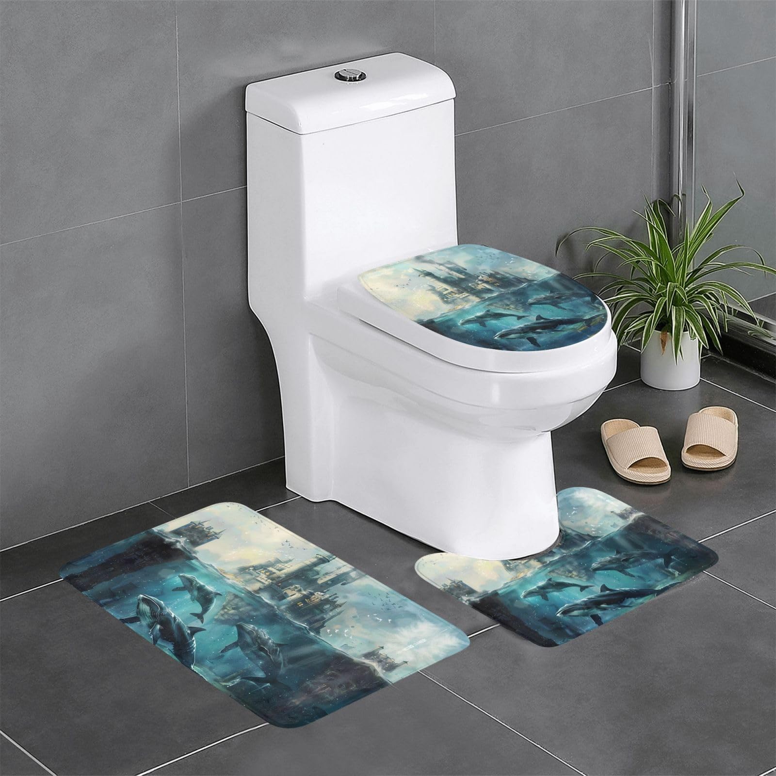 Tapis de salle de bain antidérapant WHJDPP 61x40,6 cm absorbant et sécurisé motif baleine