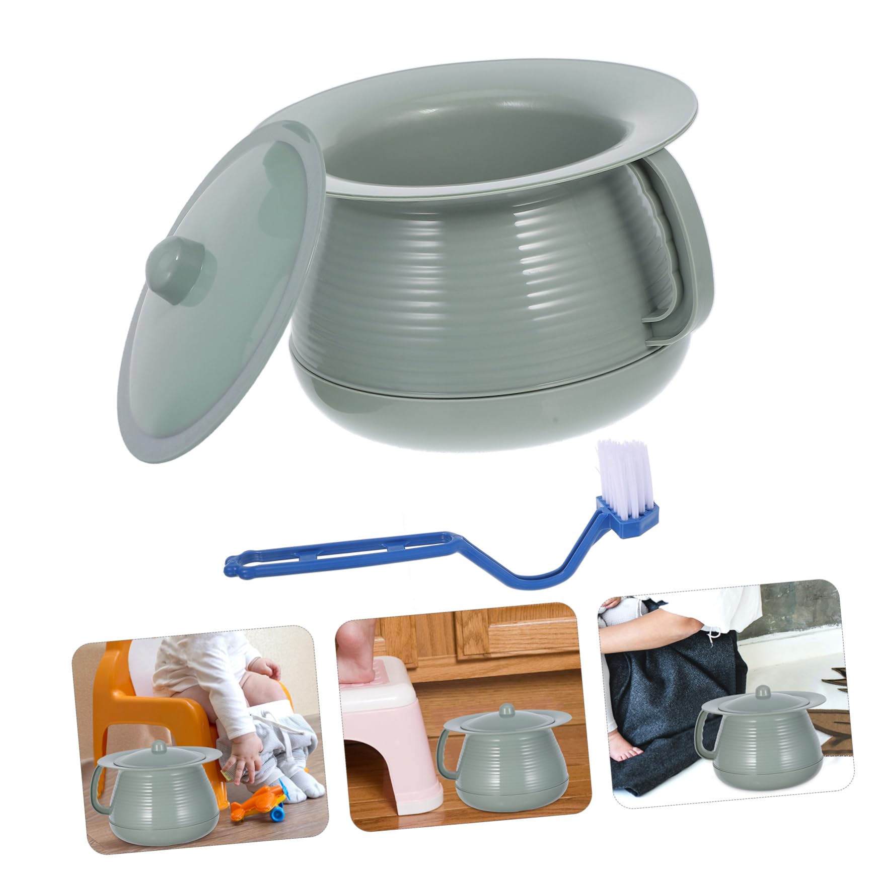 FRCOLOR Sturdy Plastic Spittoon Urinal Camping Urine Pot Handle Portable Chamber Pot for Home or Travel