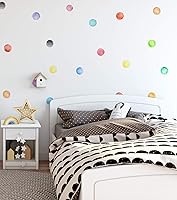 Vista 3 de Murwall Calcomanía de pared de lunares, acuarela, colorida, calcomanías de pared redondas, calcomanías de pared para despegar y pegar, decoración