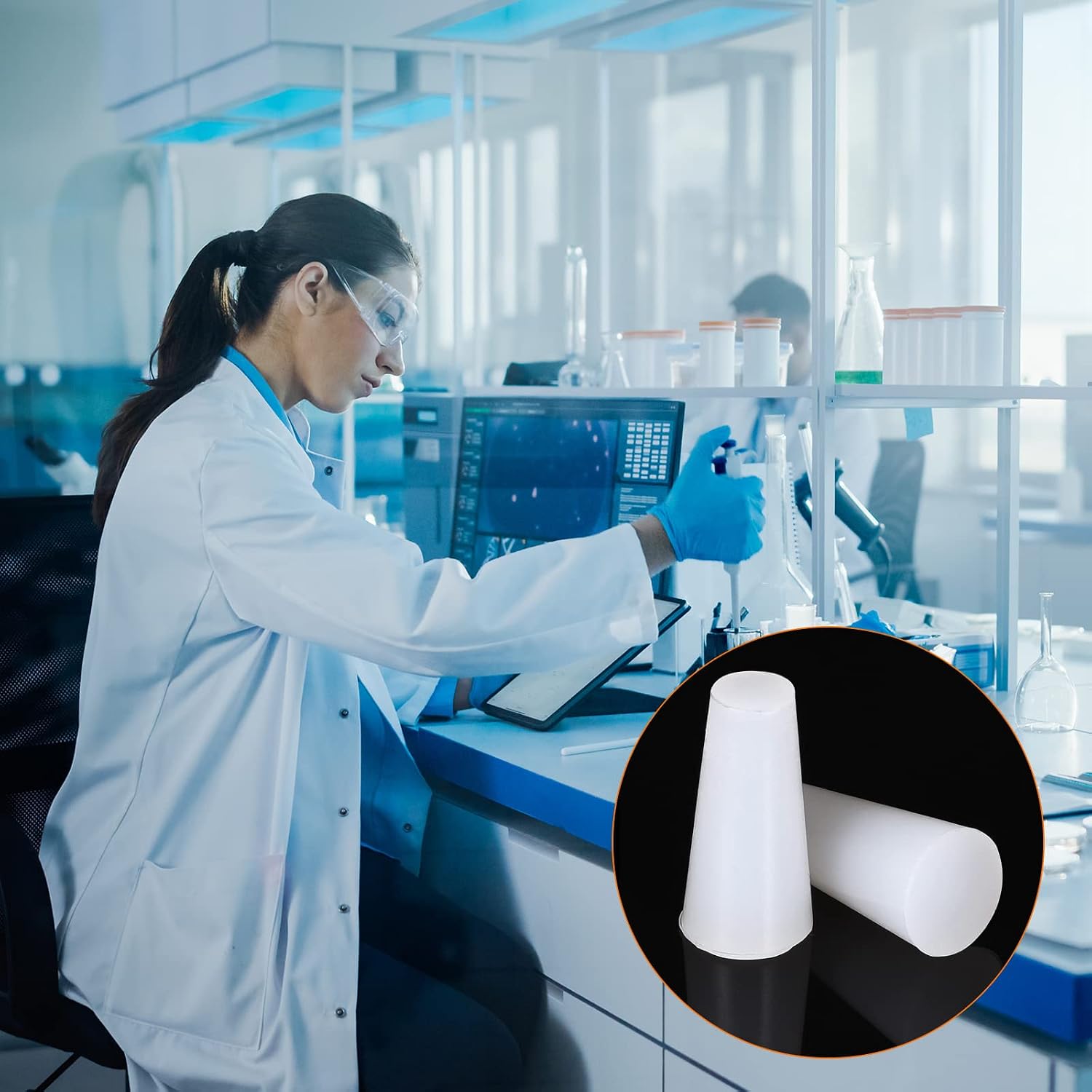 YOKIVE 10Pcs Silicone Rubber Stoppers, Tapered Plugs with High-Temperature Resistance | Protect Hole, Great for Lab Industry (White, 5/16" to 33/64")