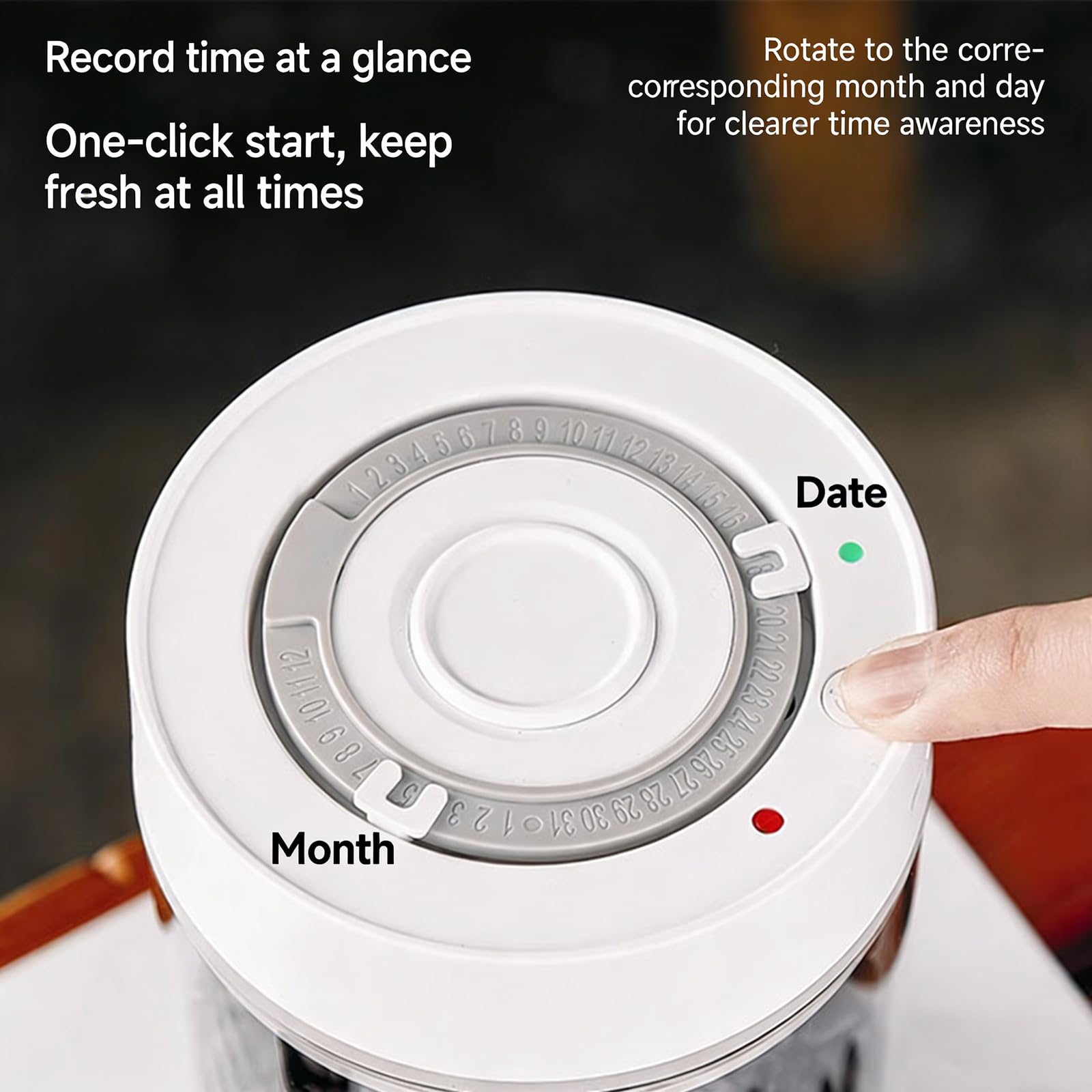 Automatischer Vakuum-Kaffeedose mit eingebautem Datums-Tracker, 360 ° Luftabsaugung, elektrischer vakuumversiegelter Behälter für die Aufbewahrung von Kaffee