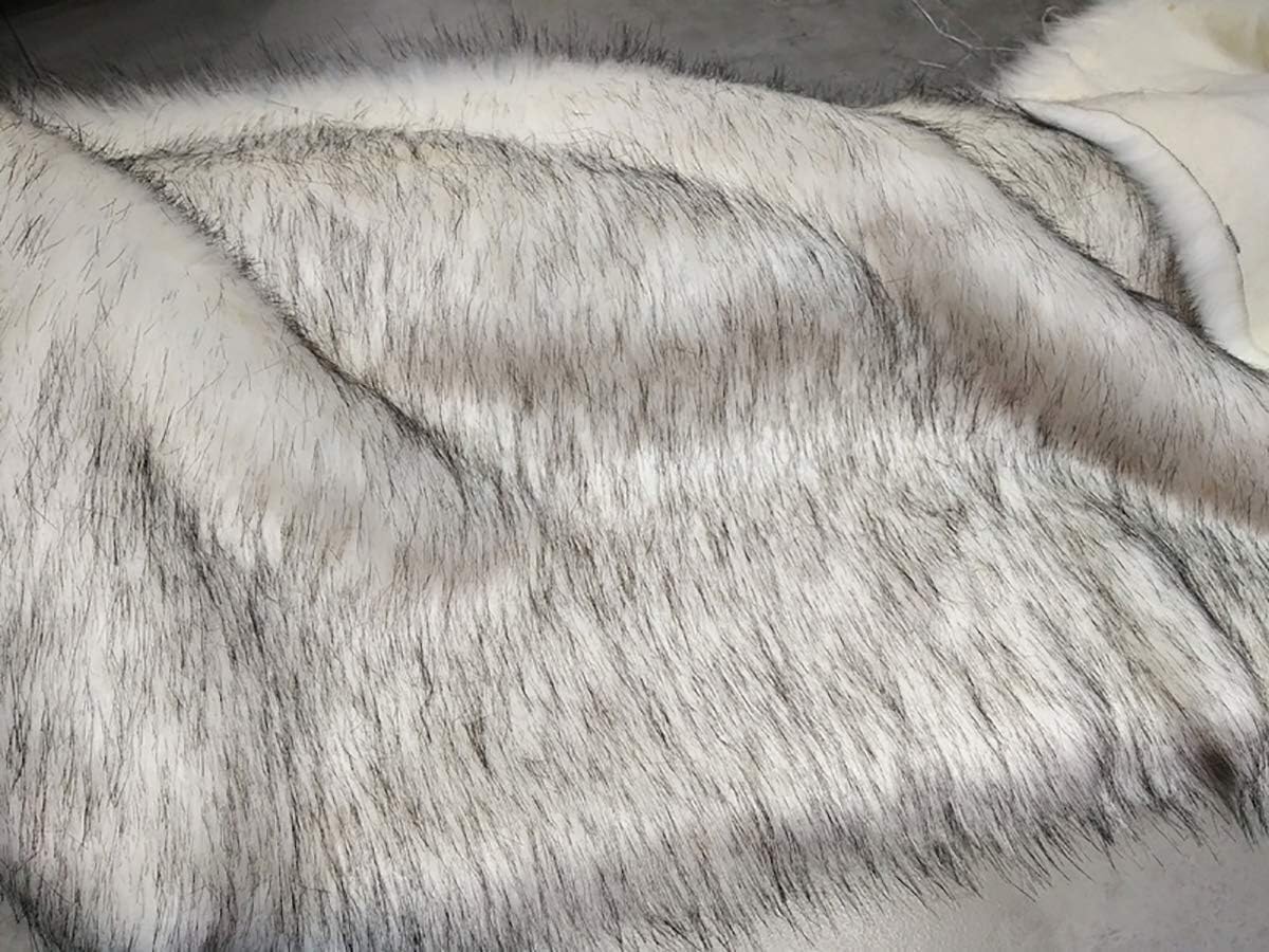 Pelo sintético suave y esponjoso blanco con borde negro para manualidades DIY
