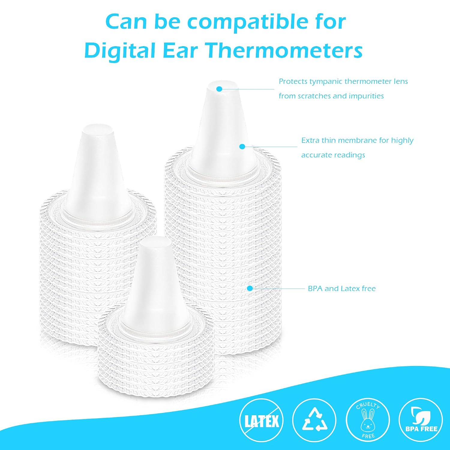 200 PCS Ear Thermometer Probe Covers Lens Refill Caps Filters Digital Thermometer Covers Disposable