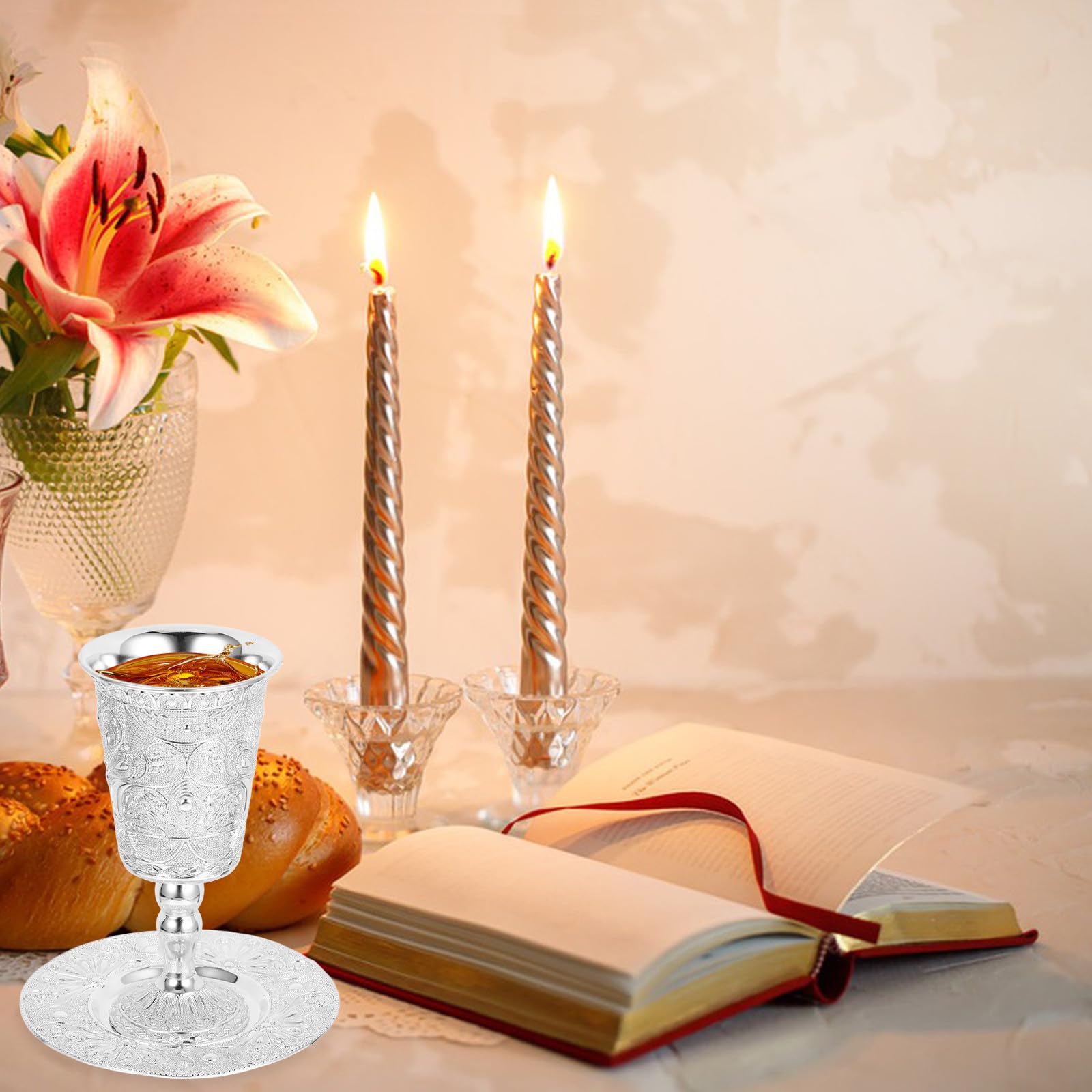 Platerowany Kielich Szabatowy Metalowy Puchar Do Wina Święta Żydowskie Havdalah i Szabat Kielich Błogosławieństwa Passover i Uroczystości Religijne