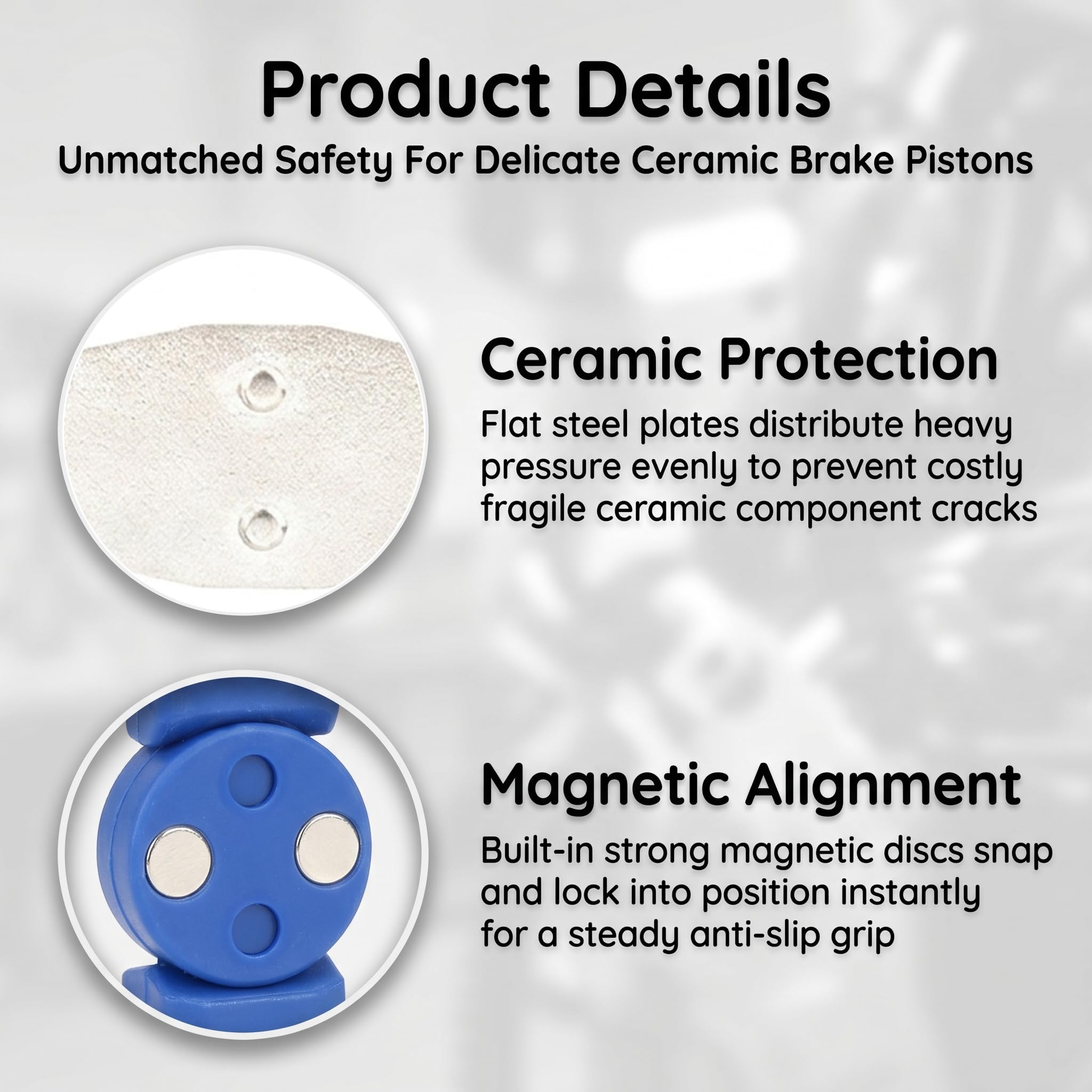 Ruvan Protection Piston Ceramique par Reinitialisation sans Dommage, Repousse Piston Frein Velo a Rotation 360 Degres, Outil Ecarteur Magnetique en Acier pour Entretien de Freins Hydrauliques