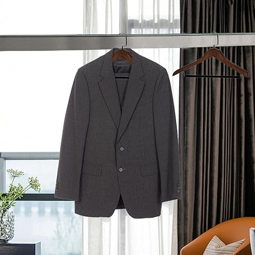 Miniatura 7 de Perchas de madera para trajes, colgador de madera con barra de terciopelo para pantalones, perchas para trajes con barra para pantalones, perchas