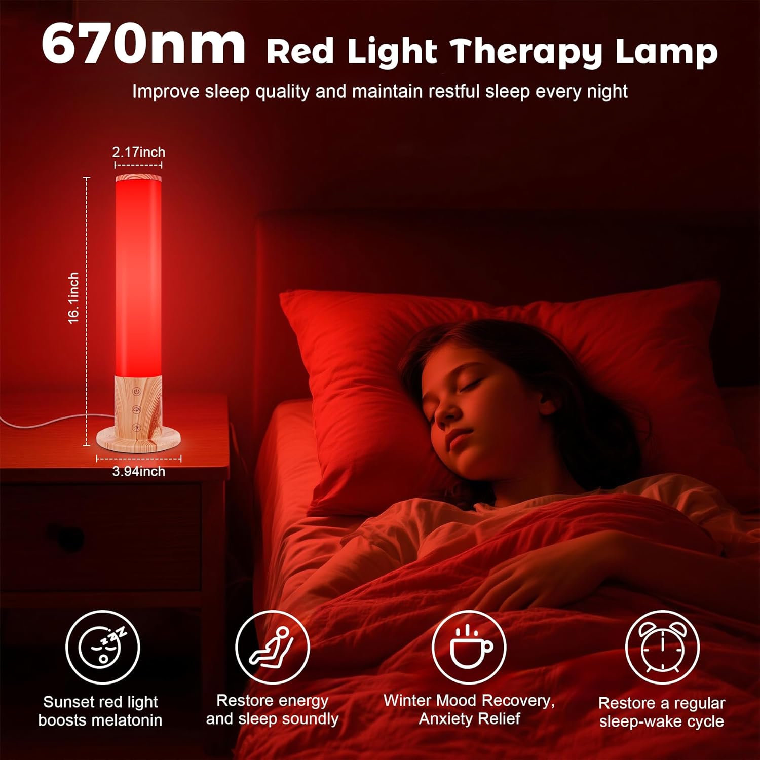 670nm Red Light Therapy & 10,000 Lux Sun Lamp – Dual Mode Happy Light & Sunlight Lamp for Sleep, Relaxation,with Remote Control, Adjustable Timer, Memory Function, and 4 Color Temperatures Sun Lamp