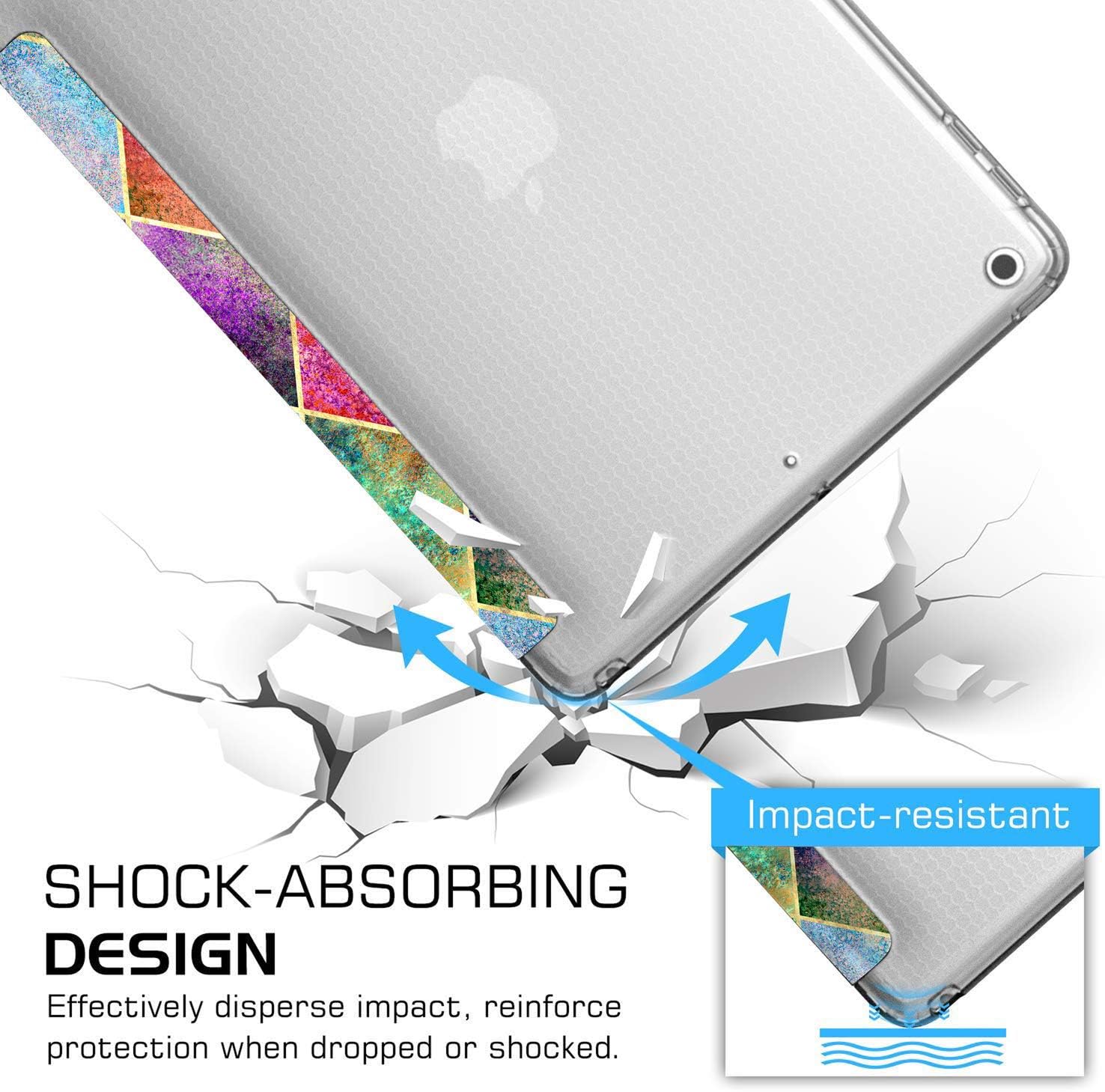 DuraSafe Cases for iPad 10th Generation 2022 [iPad 10 ] 10.9 Inch A2696 A2757 A2777 Shock Proof Magnetic Dual Angle Stand with Honeycomb Pattern Printed Cover - Diamond Grid
