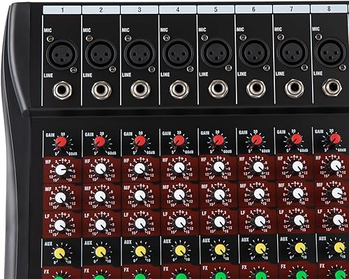Miniatura 8 de Consola de mezcla de 8 canales Mezclador de audio Bluetooth Studio Mezclador de audio Consola de mezcla de sonido Sistema de escritorio Interfaz con