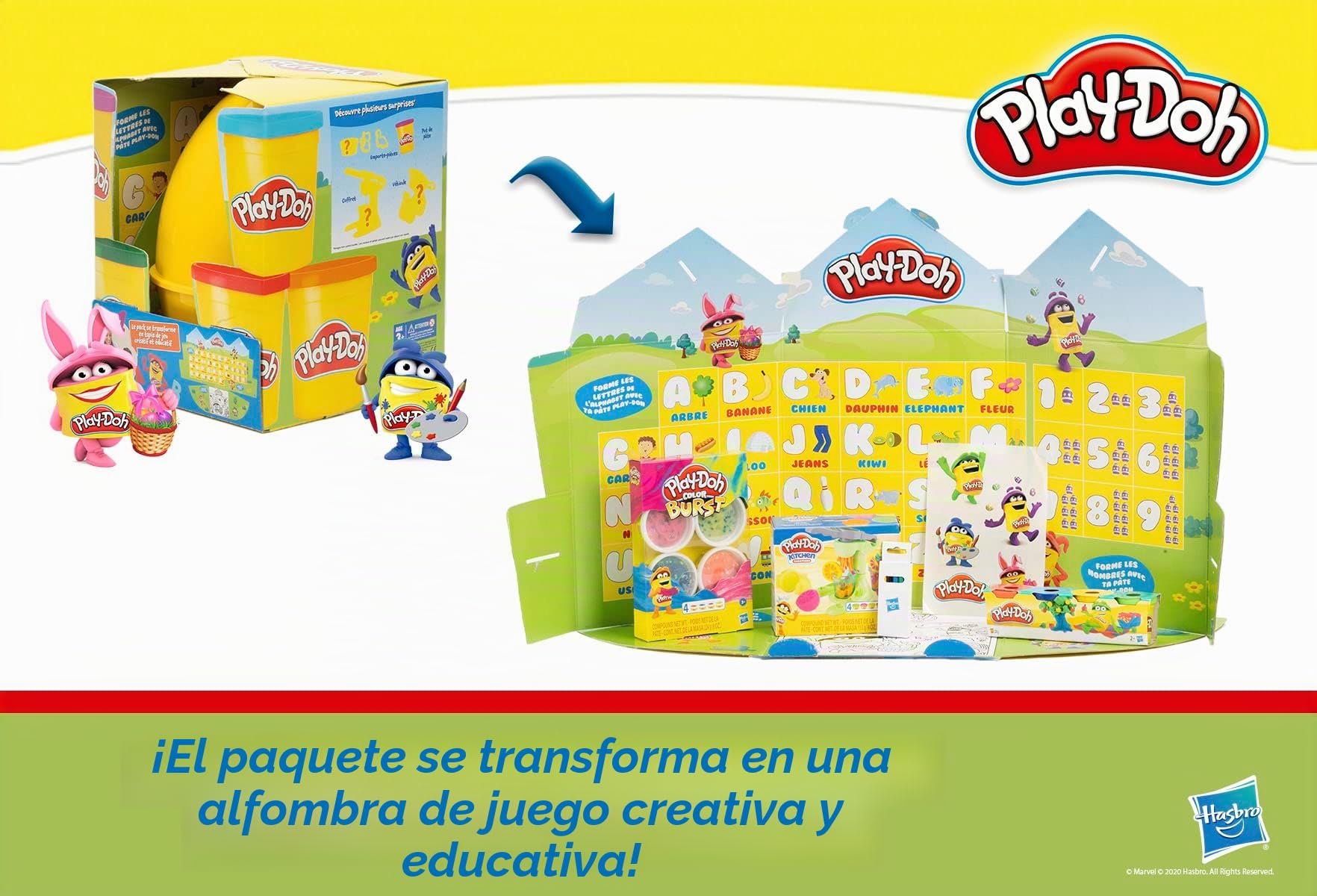 Play-Doh Hasbro - Huevo Gigante con 7 sorpresas, Desde 3 años, Pasta de modelar, Multicolor
