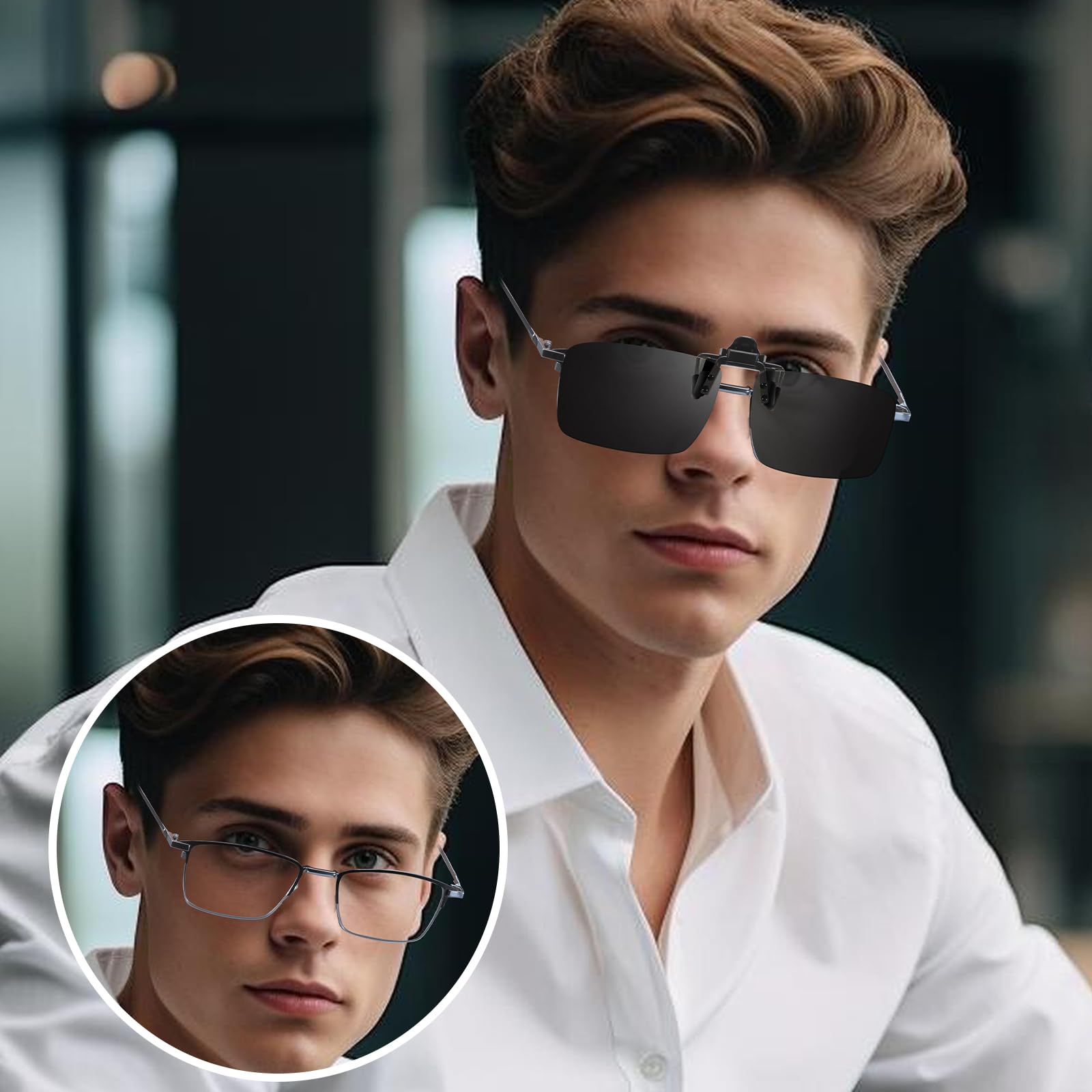 VIEWBETER VB801 - Gafas de conducción con clip para día y noche, antirreflejos, con protección polarizada UV400
