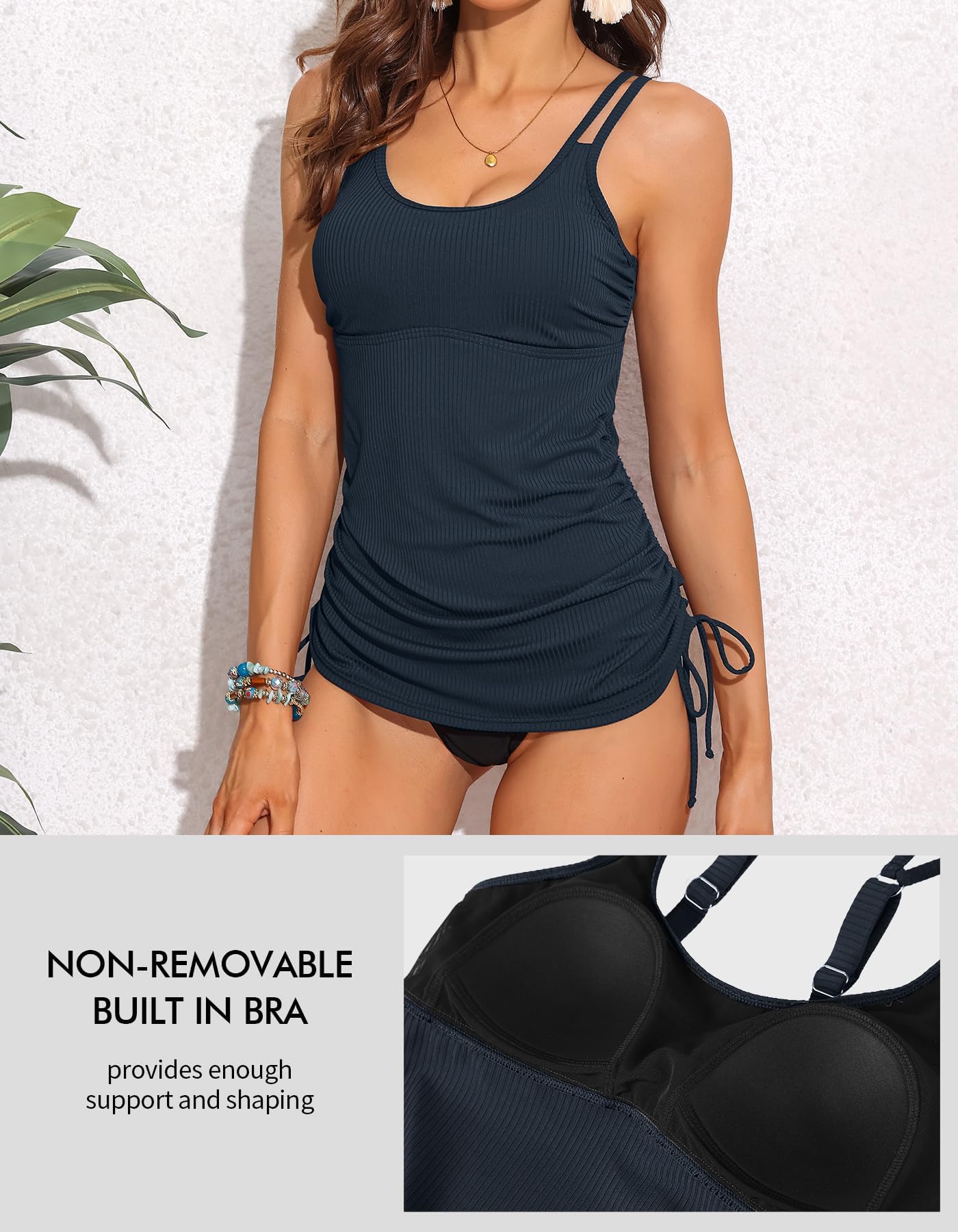 Charmo Maillot de bain tankini pour femme avec soutien-gorge intégré