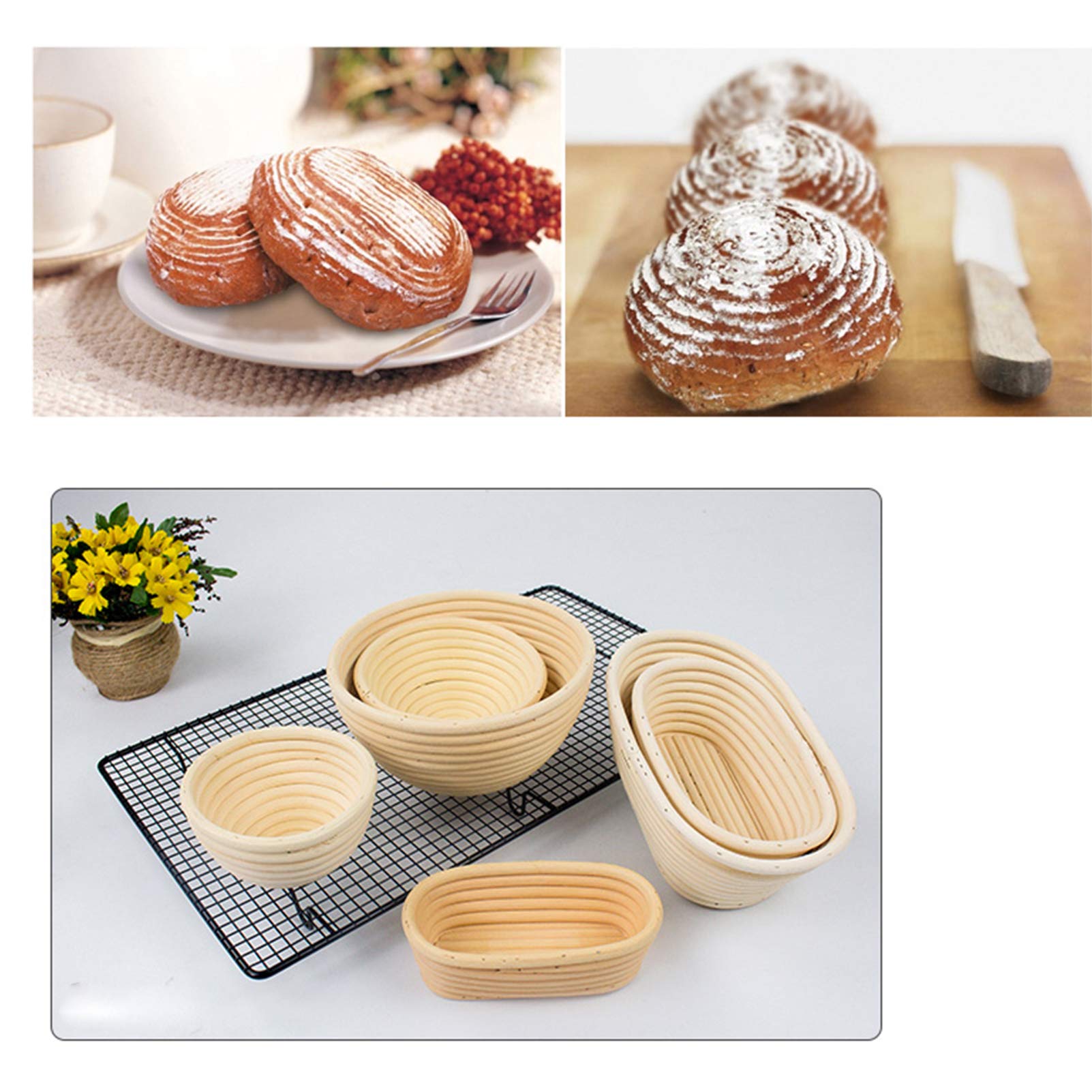 bandezid Gärkörbchen Rund,Proof Korb für Brot und Teig Backen Zubehör gärkorb Brot