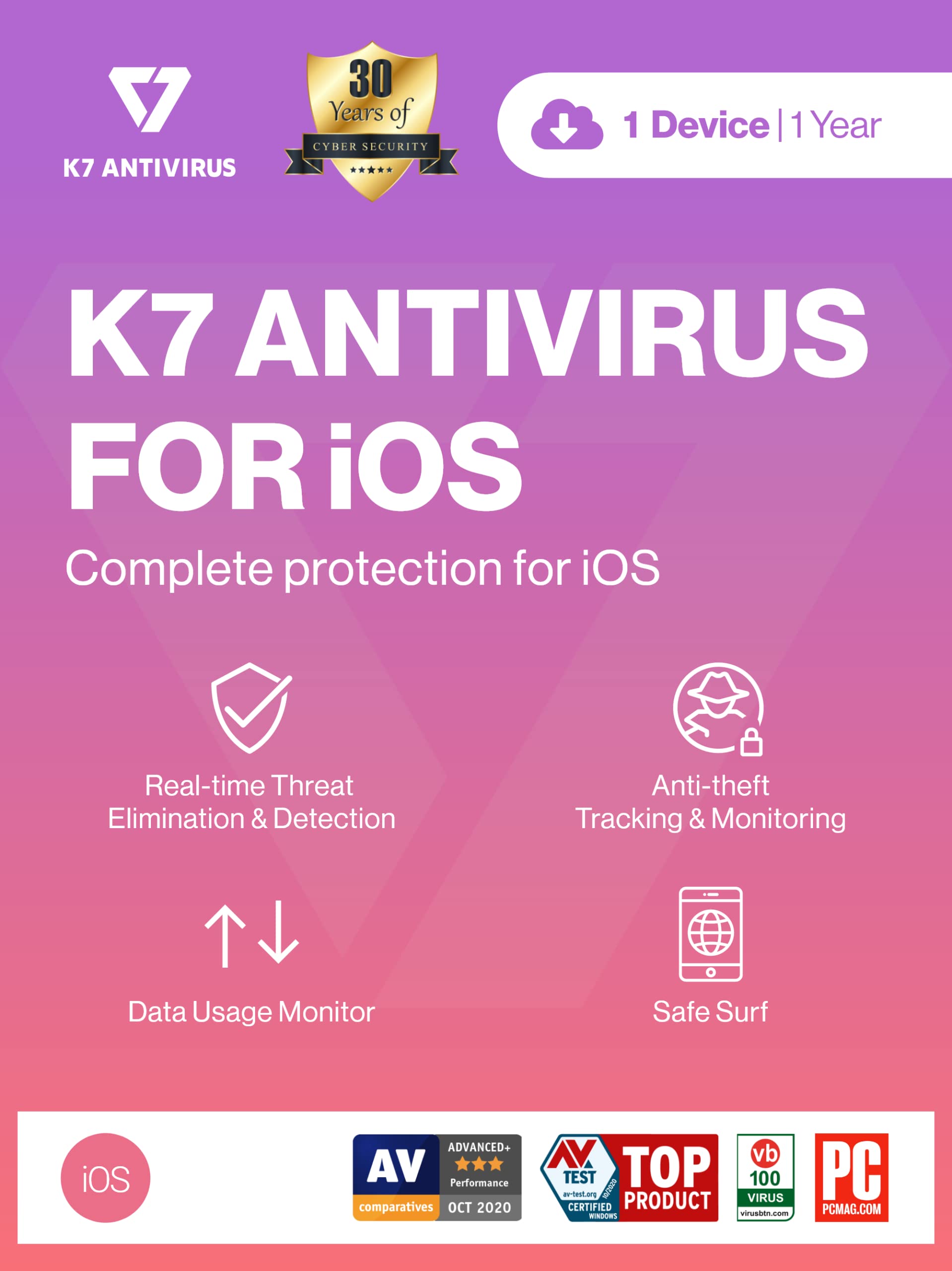 K7 Security K7 Mobile Security for iOS Software 2024 for iPhone,iPads|1 User,1 Year |Internet Security, Secure Browser, Anti-Theft, Contacts Backup|24 hr Email Delivery (B08MLJ26ZV) Amazon Price History, Amazon Price Tracker
