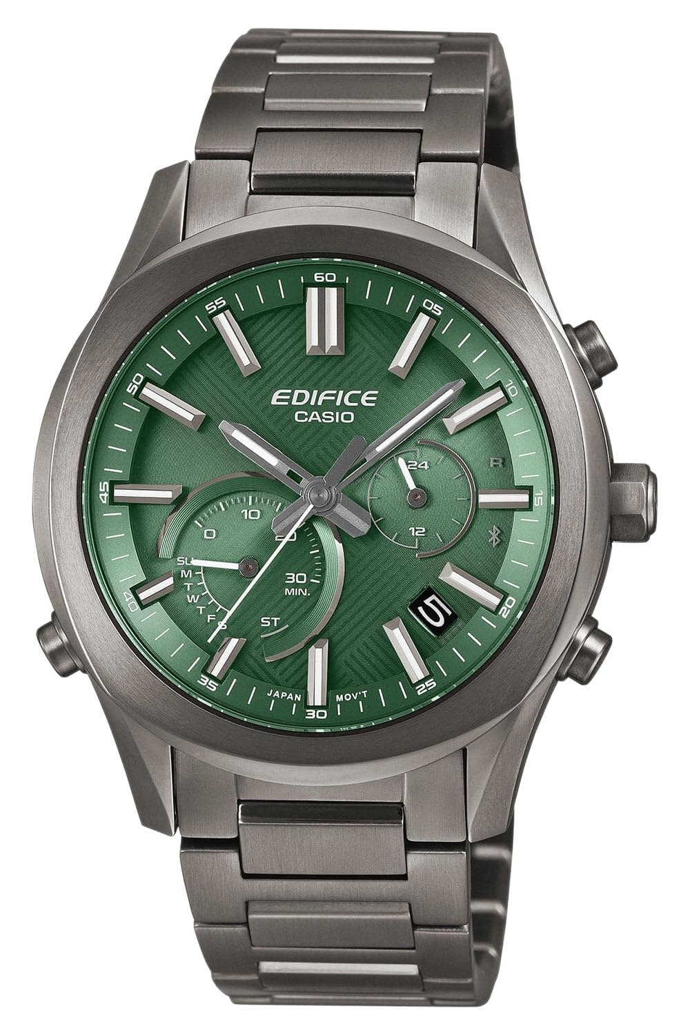 Casio Orologio Cronografo da Uomo EDIFICE, Quadrante Verde, Cassa e Bracciale in Acciaio, Modello EQB-​1300DC-​3AEF