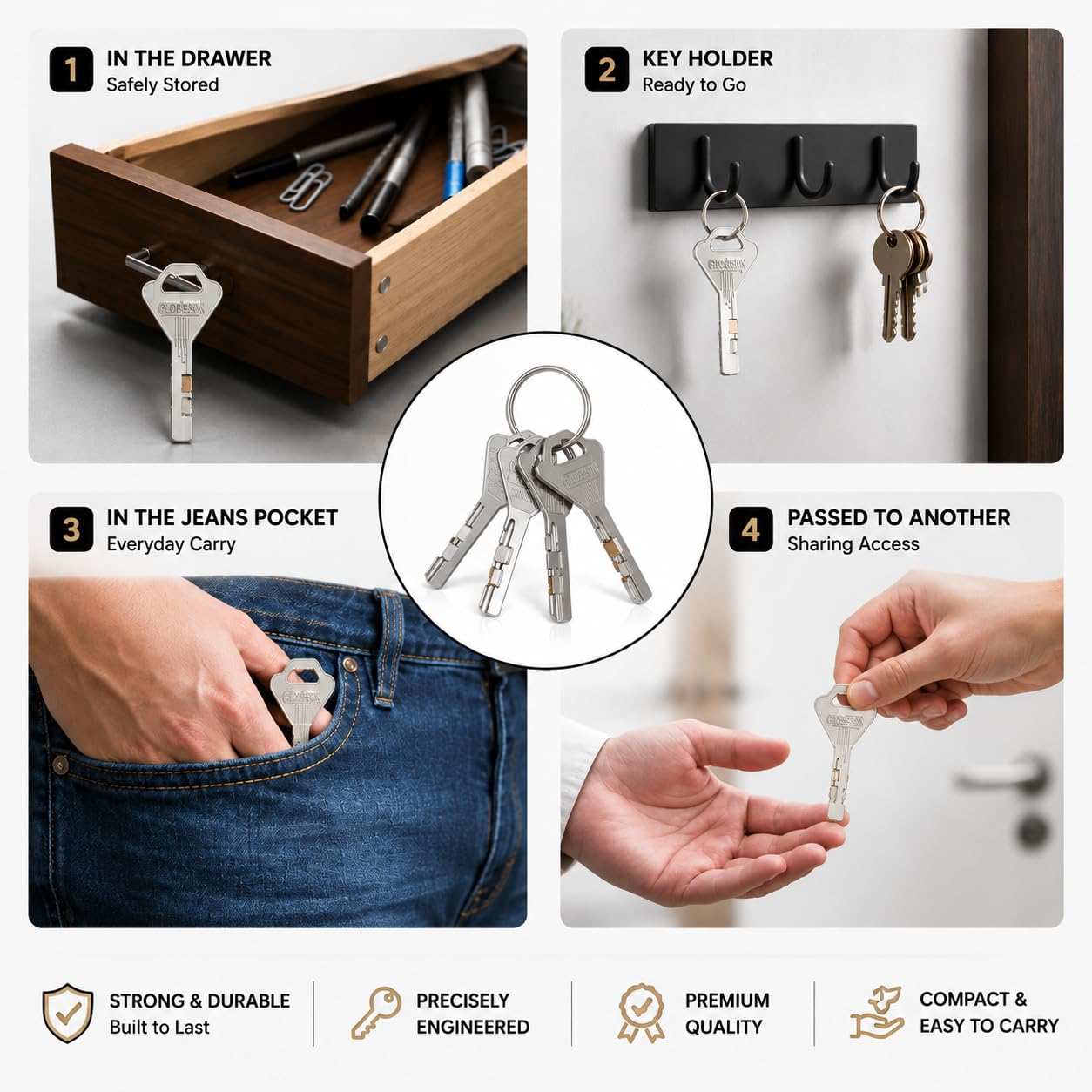 Vintage 50mm Copper Bronze Padlock with 4 Keys, Antique Design — Amazon image 3
