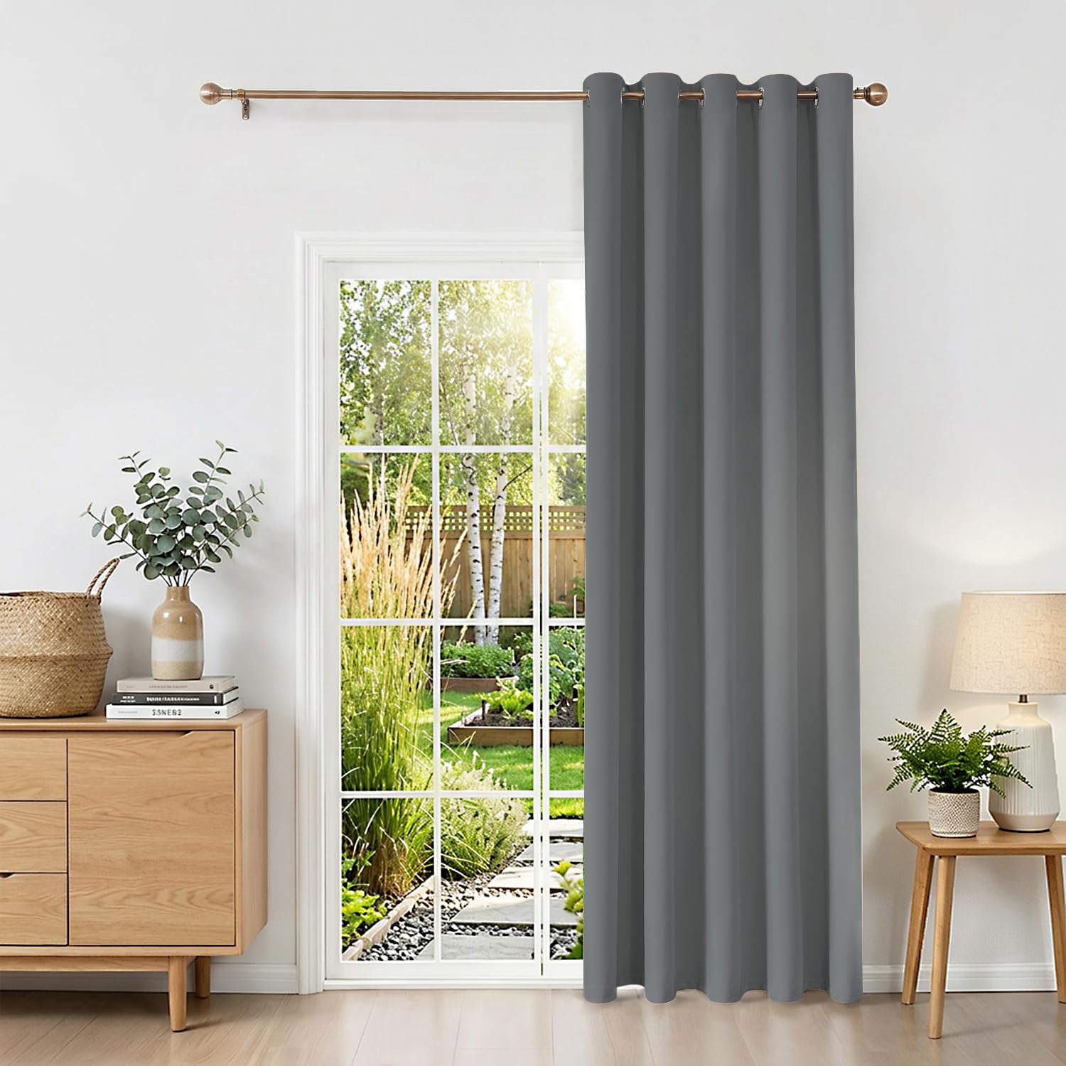 Runyéla Blackout Curtains for Bedroom Eyelet Custom Size Thermal Black Out Curtain for Living Room Kitchen, 1 Panels Light Gray