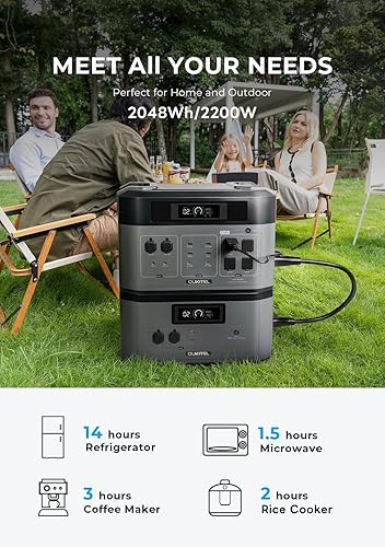 Miniatura 13 de OUKITEL Generador solar portátil BP2000, estación de energía de sobretensión de 2048 Wh 4400 W con batería expandible de 640000 mAh 1400 W UPS