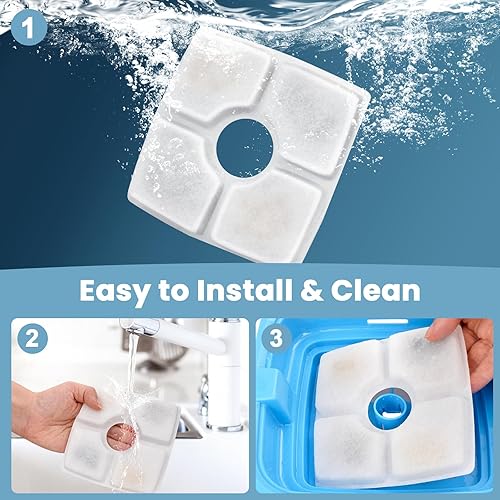 Miniatura 7 de Repuesto de filtro de fuente de agua para gatos, paquete de 10 filtros de fuente para gatos compatibles con dispensador de agua automático cuadrado