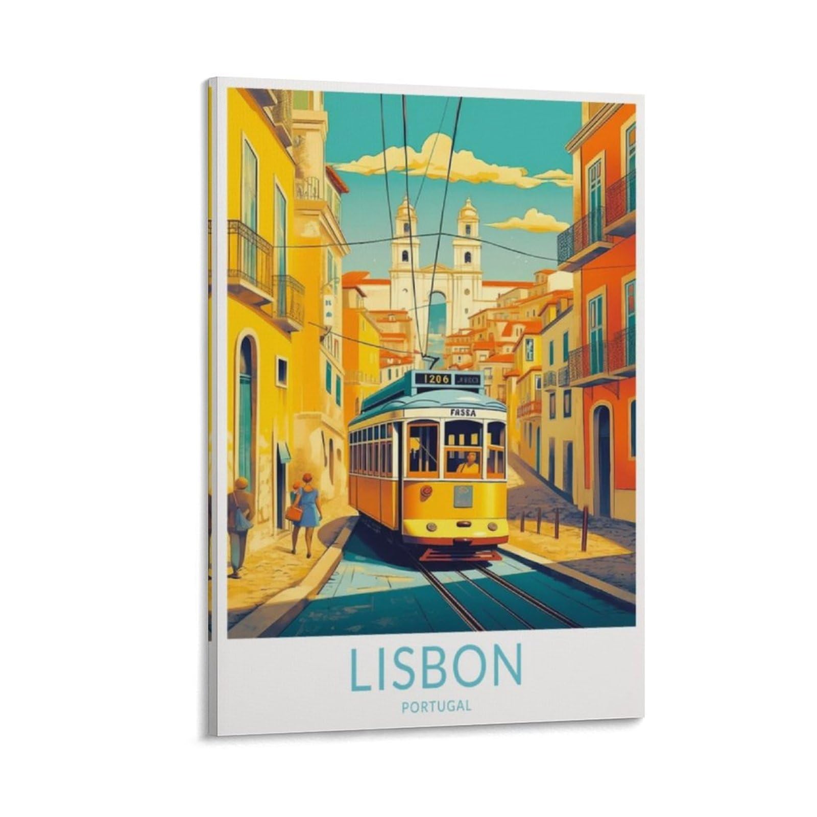 Orbana Frame-Style Lisbon Portugal Vintage Travel Posters 08X12inch(20X30cm) Canvas Print For Living Room, Bedroom, Dorm, Home, Office Wall Decoration
