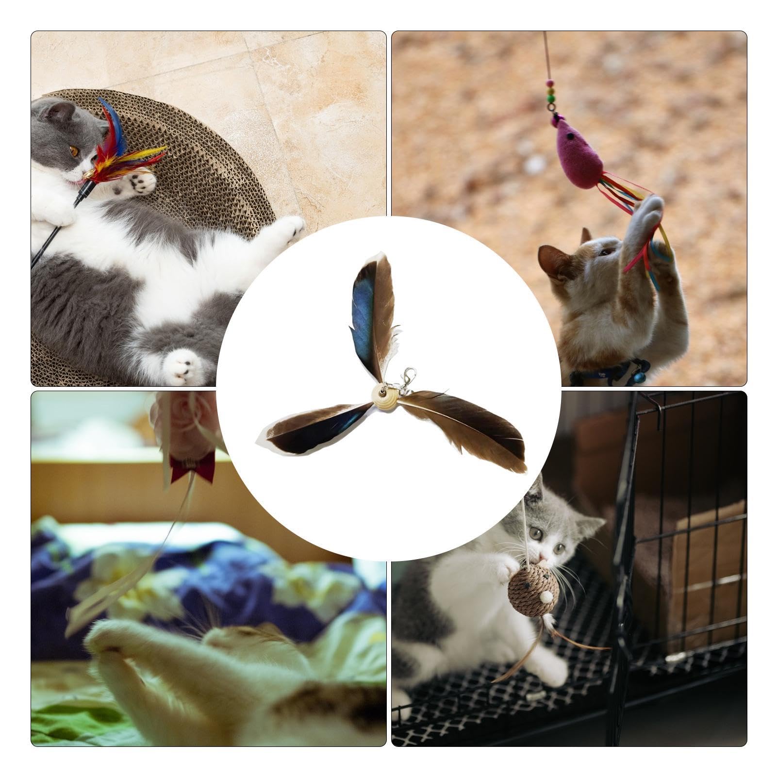 3 Bacchette Con Piume Per Gatti - Giocattolo Interattivo Con Cordini Colorati Per Giochi Indoor - Foto 5