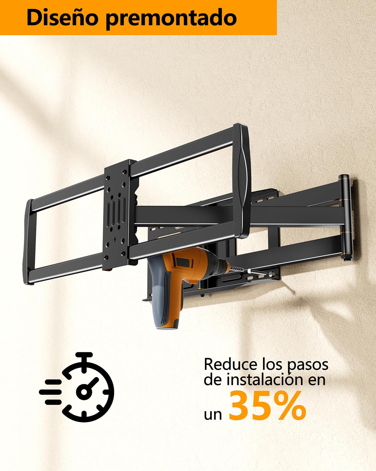 Soporte TV Pared con Brazo Largo de 1090 mm para Pantallas Planas y Curvas de 42-110 Pulgadas, Sujeción TV Pared Inclinable y Giratorio con Brazo Articulado VESA Máx 900x600 mm hasta 80 kg
