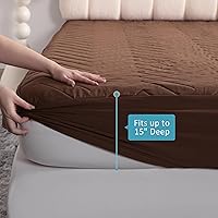 Vista 12 de NTBAY Protector de colchón impermeable, funda de colchón individual acolchada ajustable con bolsillo profundo de 15 pulgadas - lavable a máquina