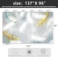 Vista 4 de Gold Modern Feather Fabric Wallpaper Living Room Bedroom Bathroom Large Wall Mural- 137"x96"（ not Peel and Stick）
