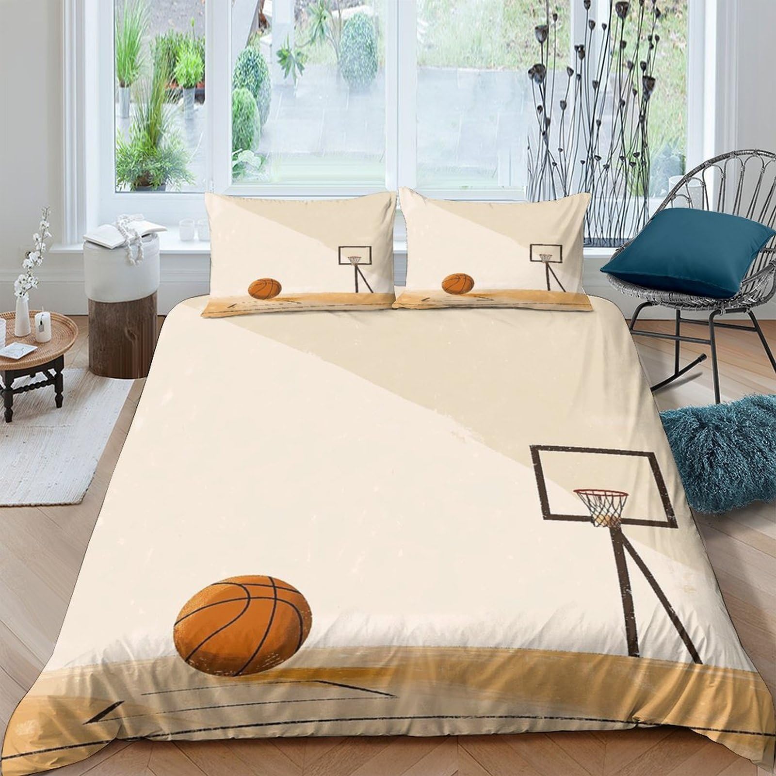 Ctjqhvkz Style-7 3D Printed Basketball Court Fitted Sheet Microfiber Anti-Slip Bed Cover For Bedroom Dorm Decor Machine Washable Single（135X200cm）