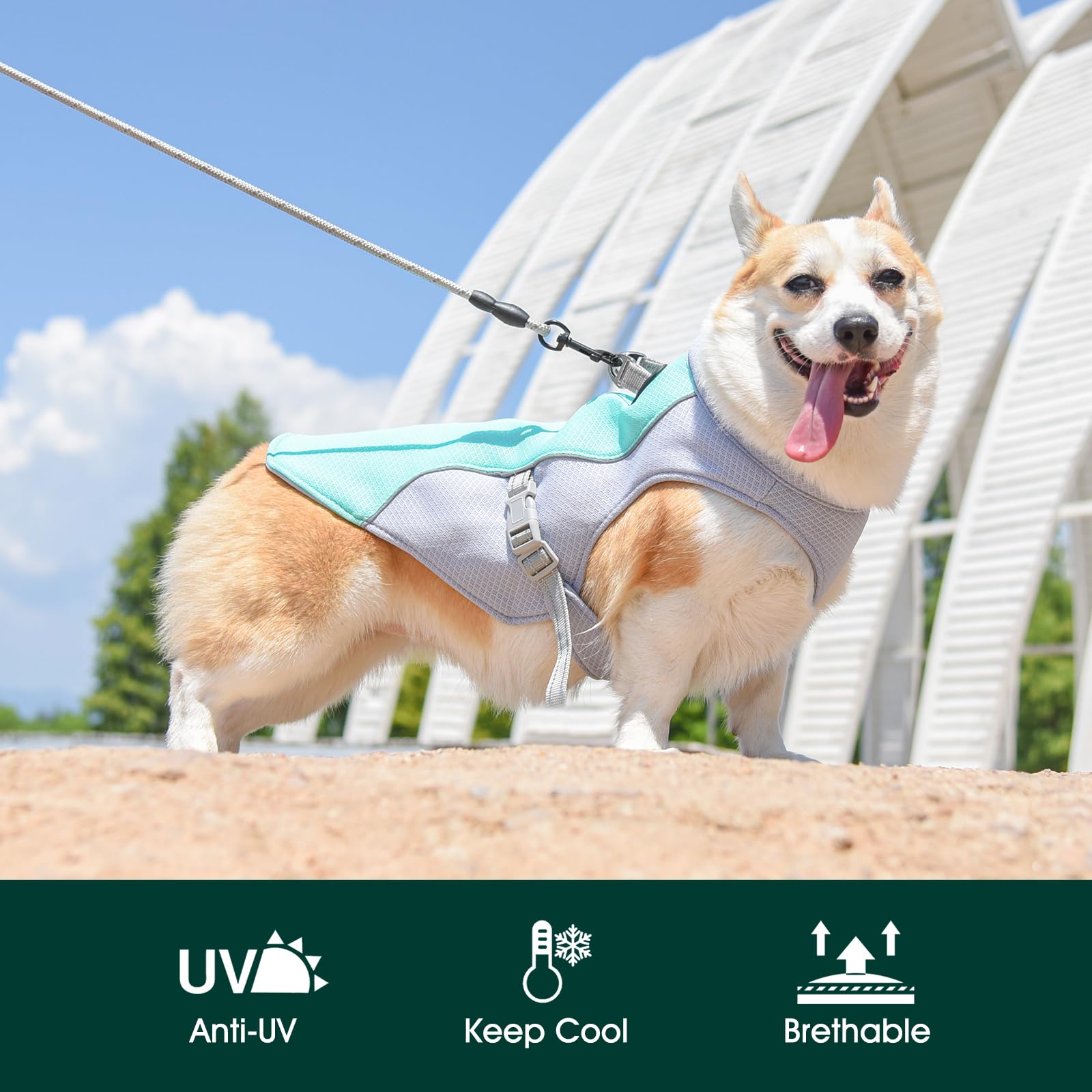 Kuoser Chaleco de Enfriamiento para Perros, Abrigo de Enfriamiento por Evaporación para Perros, Chaqueta Transpirable de Enfriamiento para Mascotas, Chaleco Veraniego Anti-Sol para Perros