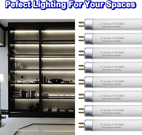 Miniatura 7 de Bombilla fluorescente T5 de 21 pulgadas de 13 vatios F13T5WW compatible con Sylvania Satco Philips GE bajo el gabinete, luz blanca cálida de 800