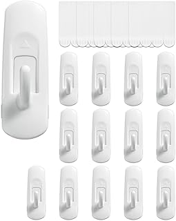 14 Hooks+20 Strips, Large Utility Hooks, Organize Damage-Free Hanging Hooks Heavy Duty with Adhesive Strips, No Tools Wall Hooks for Hanging