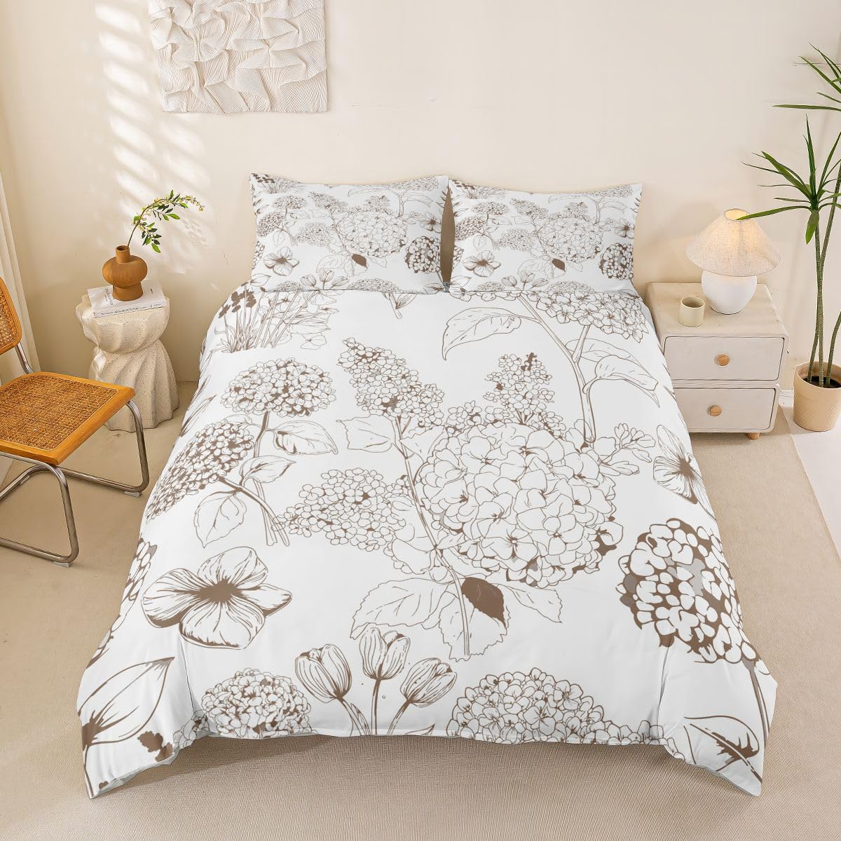 Parure de couette motif floral sauvage pour une chambre style rustique chic