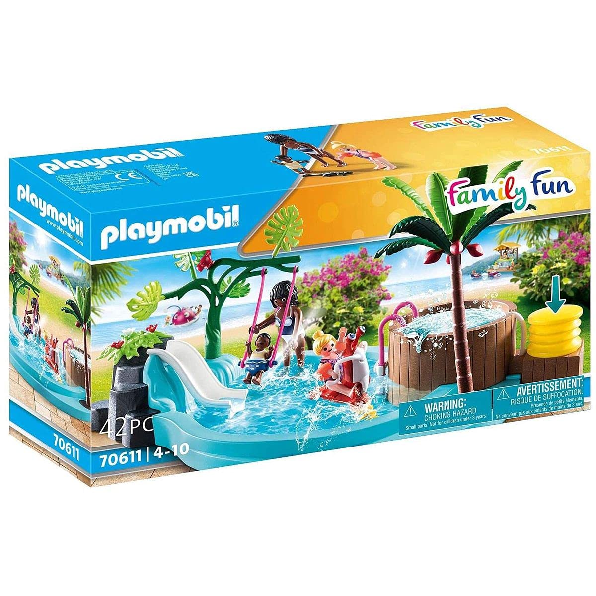 PLAYMOBIL Family Fun 70611 Piscina Infantil con bañera hidromasaje, para Jugar con Agua, Juguetes para niños a Partir de 4 años