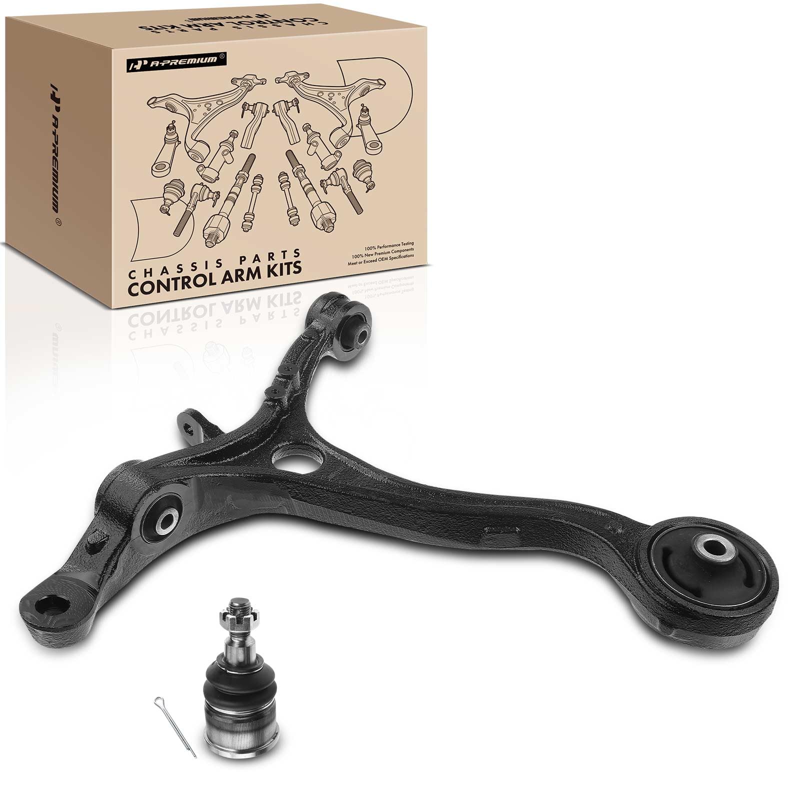 A-Premium Set of 2, Front Right Lower Control Arm, Lower Ball Joint, Compatible with Honda Accord 2008-2012, Acura TSX 2009-2014