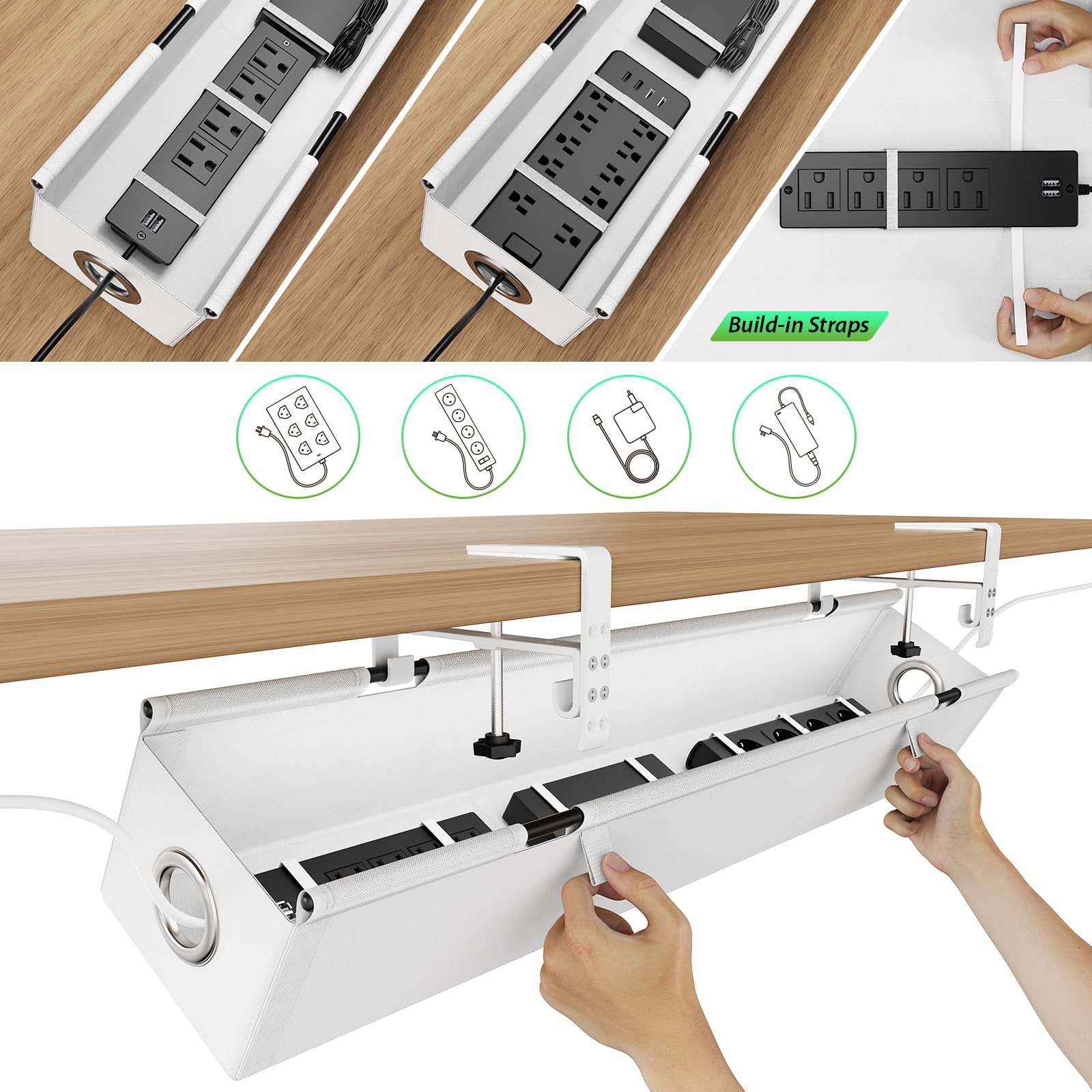 KEEGH Scrivania per gestione dei cavi, con sigillatura laterale, 90 cm