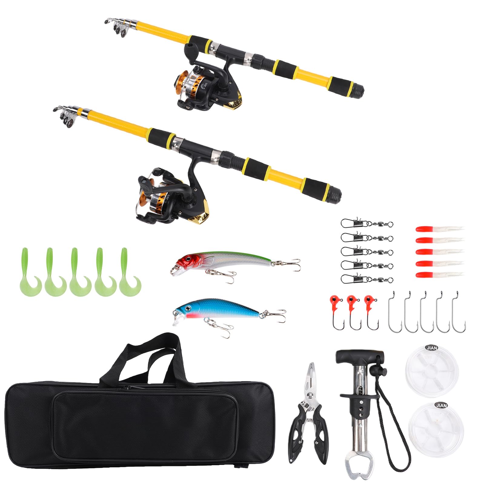 Canna da Pesca Telescopica, Set Combinato di Canne da Pesca, Combinazione Canna e Mulinello, Kit con Mulinelli Spinning, Canne