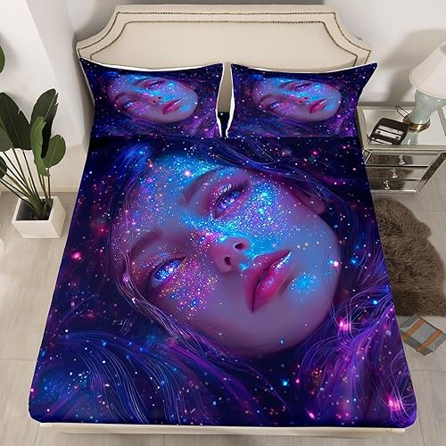 Miniatura 23 de Erosebridal Sábana bajera ajustable de uniforme de anime 3D para niña, tamaño Queen, estilo japonés, de dibujos animados, para niños, niñas y