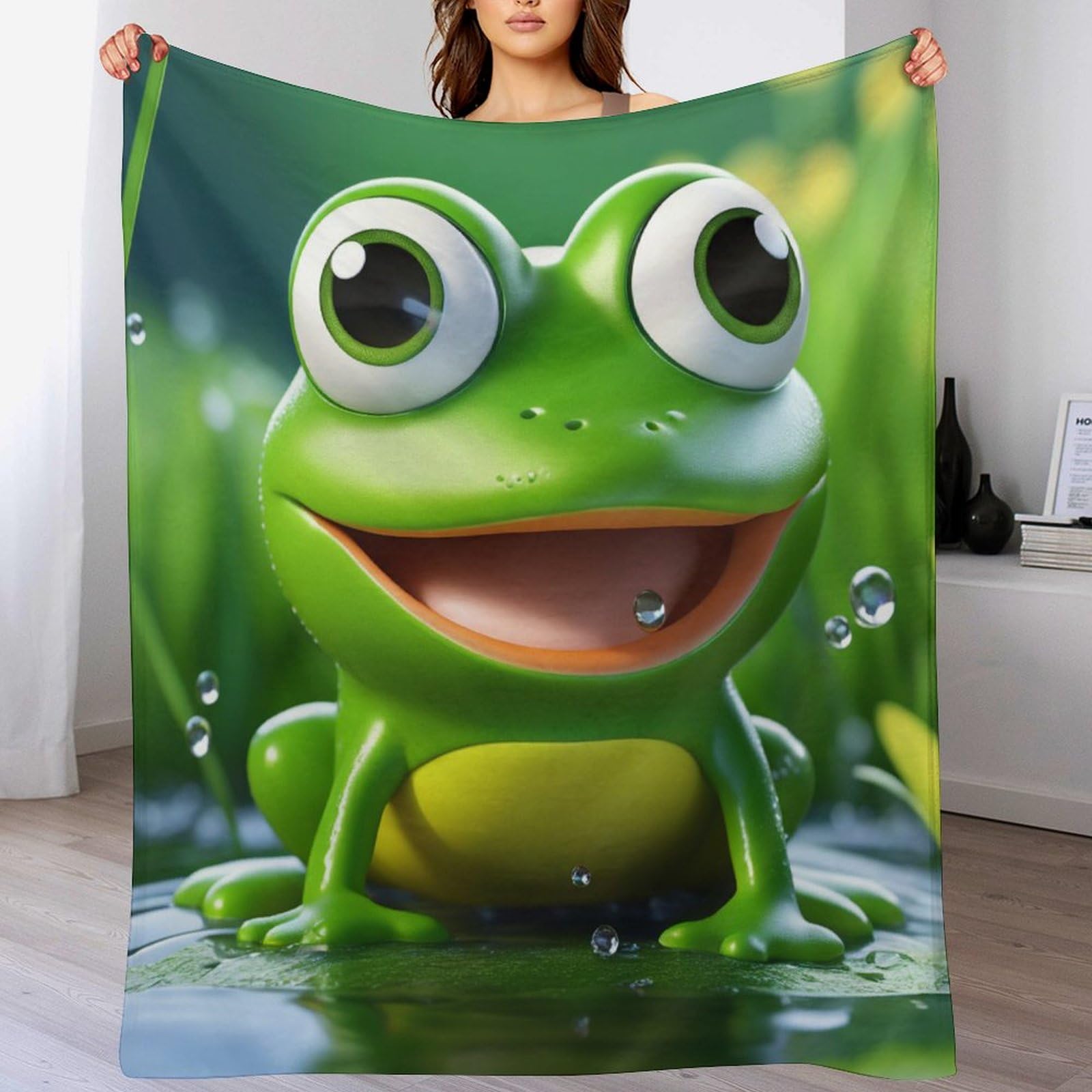 Couverture polaire grenouille lit flannel toutes saisons 100x130cm
